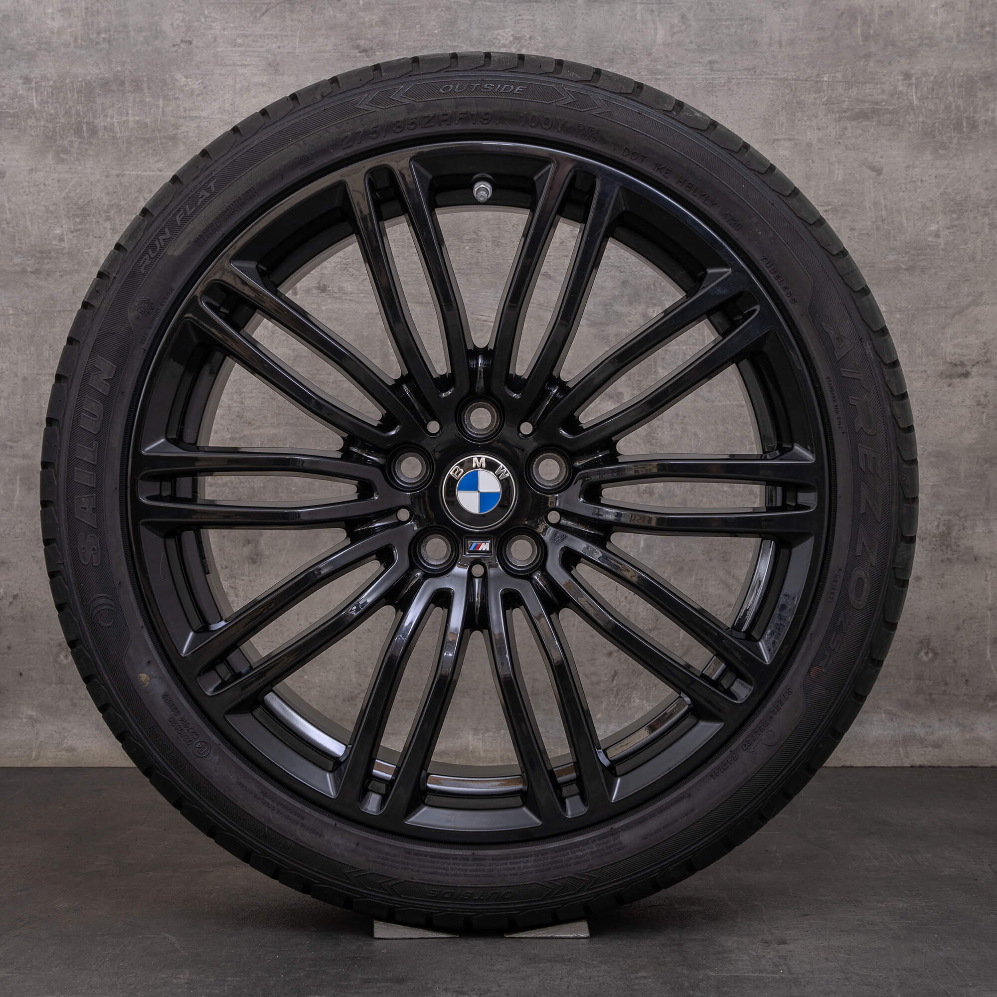 Original 19palcové letní kola BMW řady 5 G30 G31 styling 664 M 7865925 7856926 černé lesklé