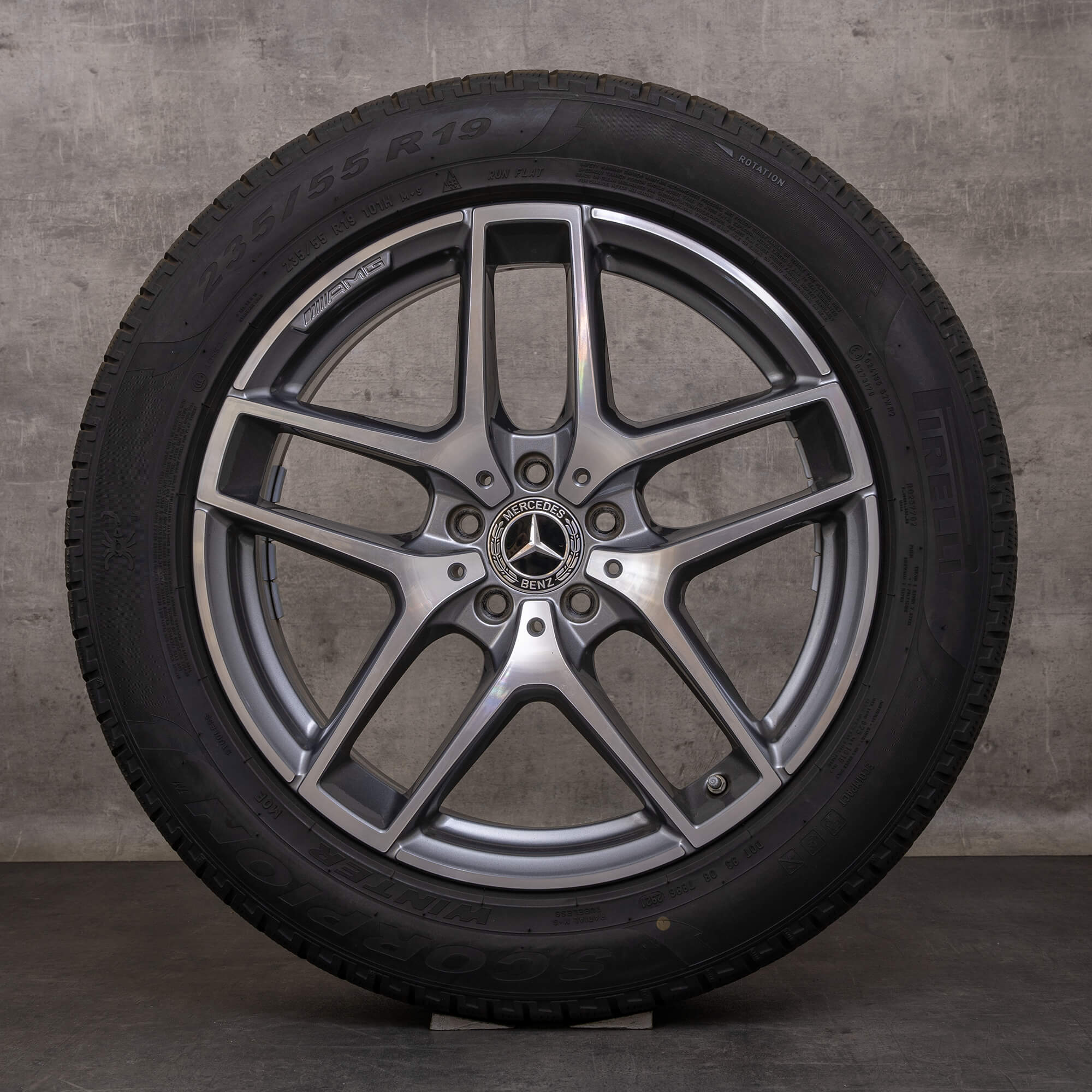 Alkuperäiset Mercedes Benz GLC & 43 AMG talvirenkaat 19 tuuman C253 X253 vanteet A2534011800 himalajanharmaa kiillotettu