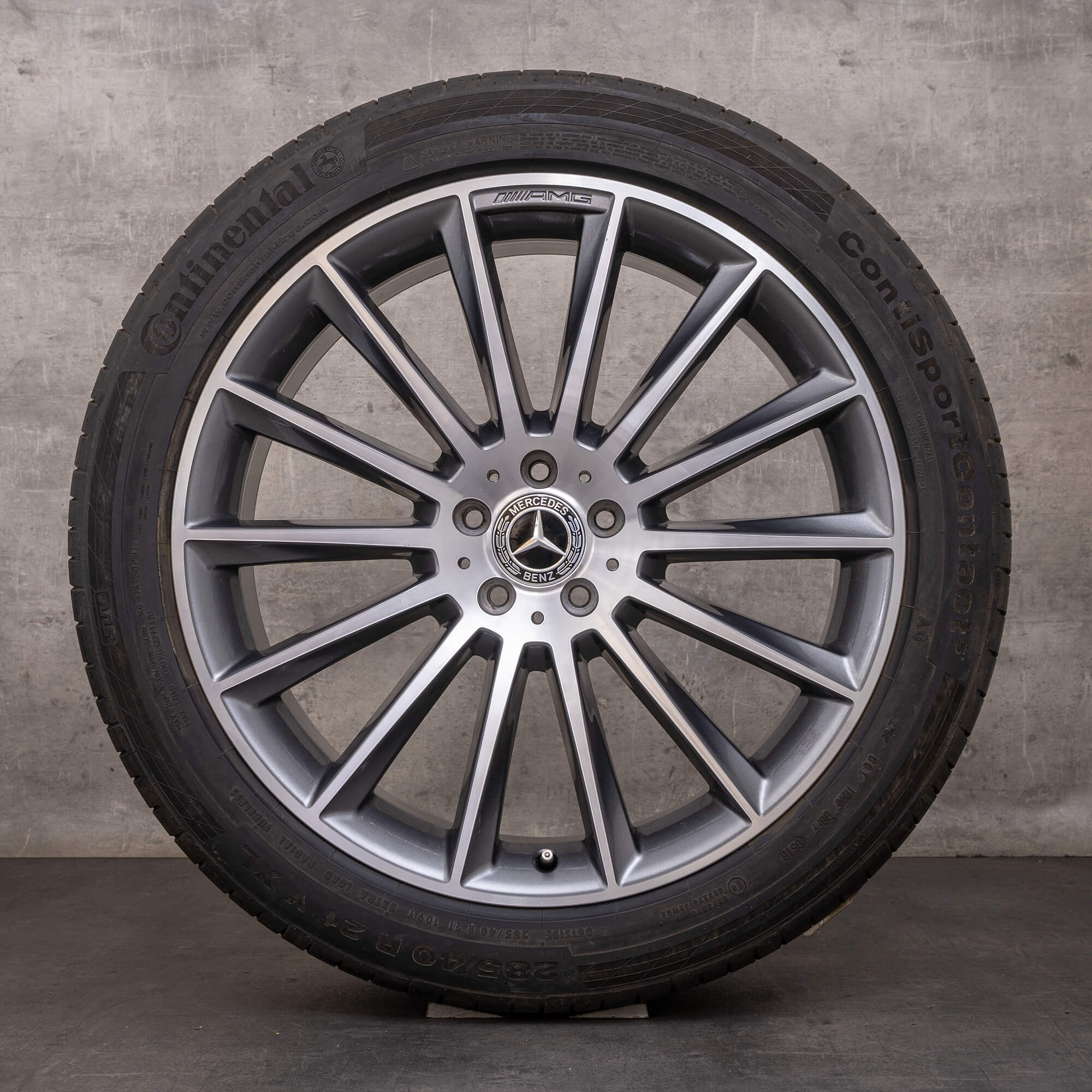 Orijinal AMG GL GLS jantlar 21 inç 166 yaz jant lastik A1664013200 araba tekerlek himalaya gri yüksek parlaklıkta tornalanmış