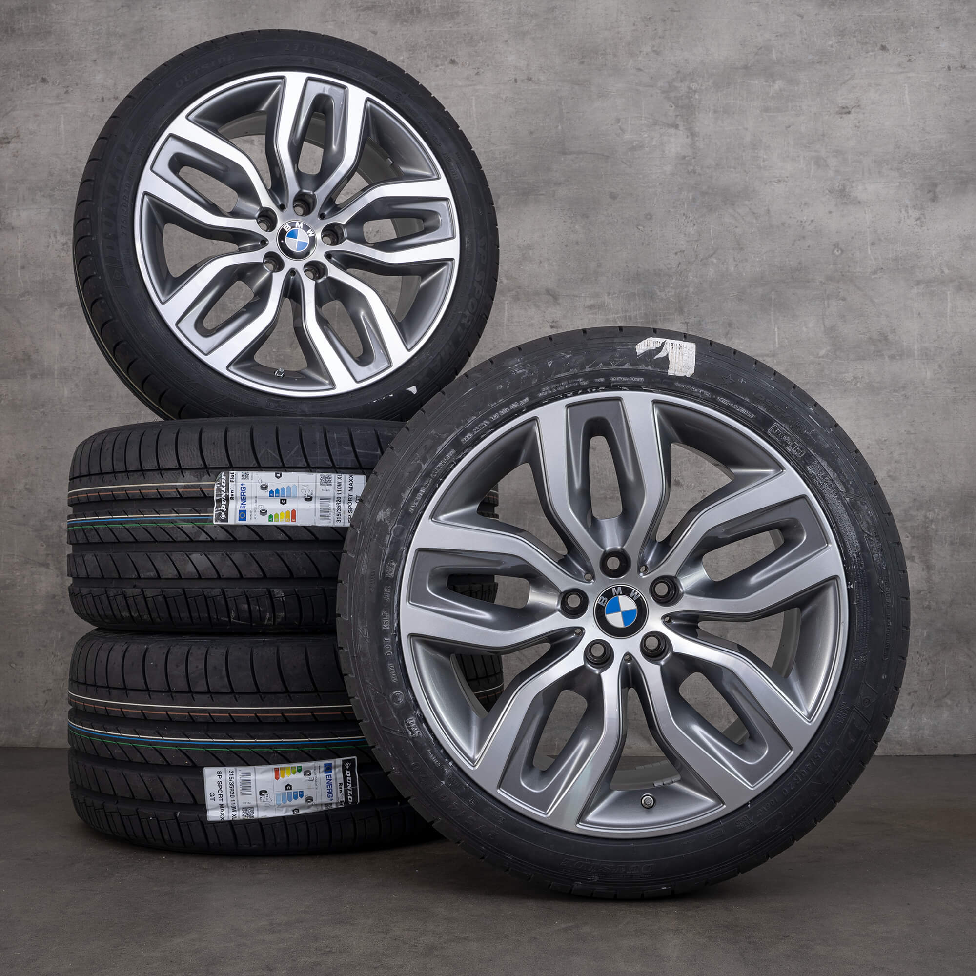 BMW X5 E70 F15 X6 F16 jante cauciucuri vara roti 20 inch 6788027 6788028