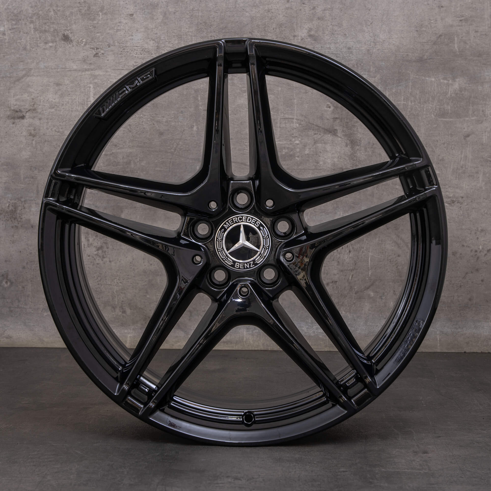 Oryginał Mercedes Benz Klasa C63 & S AMG felgi 19 cali W205 S205 A2054011900 A2054012000 czarny błyszczący