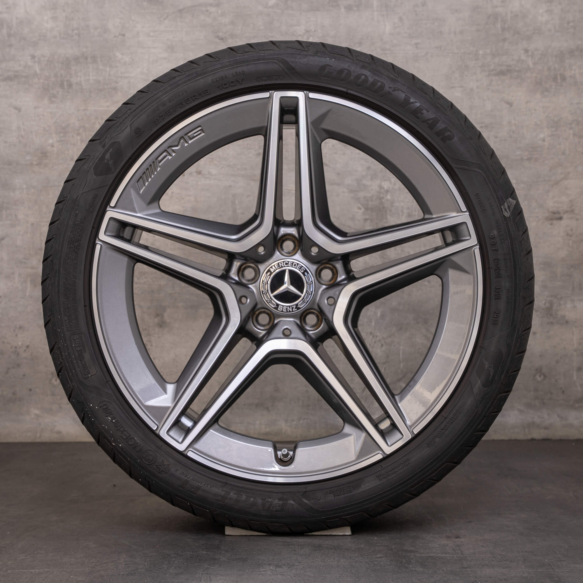 Orijinal Mercedes Benz AMG CLS jantlar 19 inç W257 C257 yaz jant lastik A2574011500 A2574011600 himalaya gri parlak tornalanmış