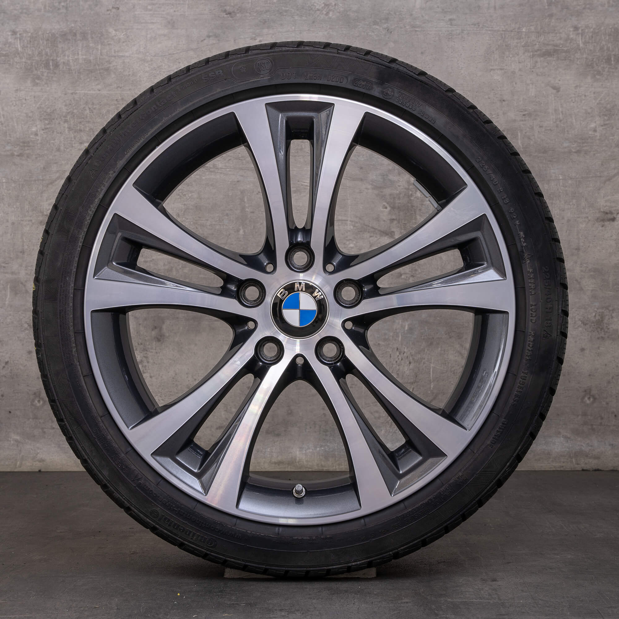 Jantes e pneus inverno originais BMW série 1 2 18 polegadas F20 F21 F22 F23 jantes estilo 384 6796210 orbit grey glossy turned