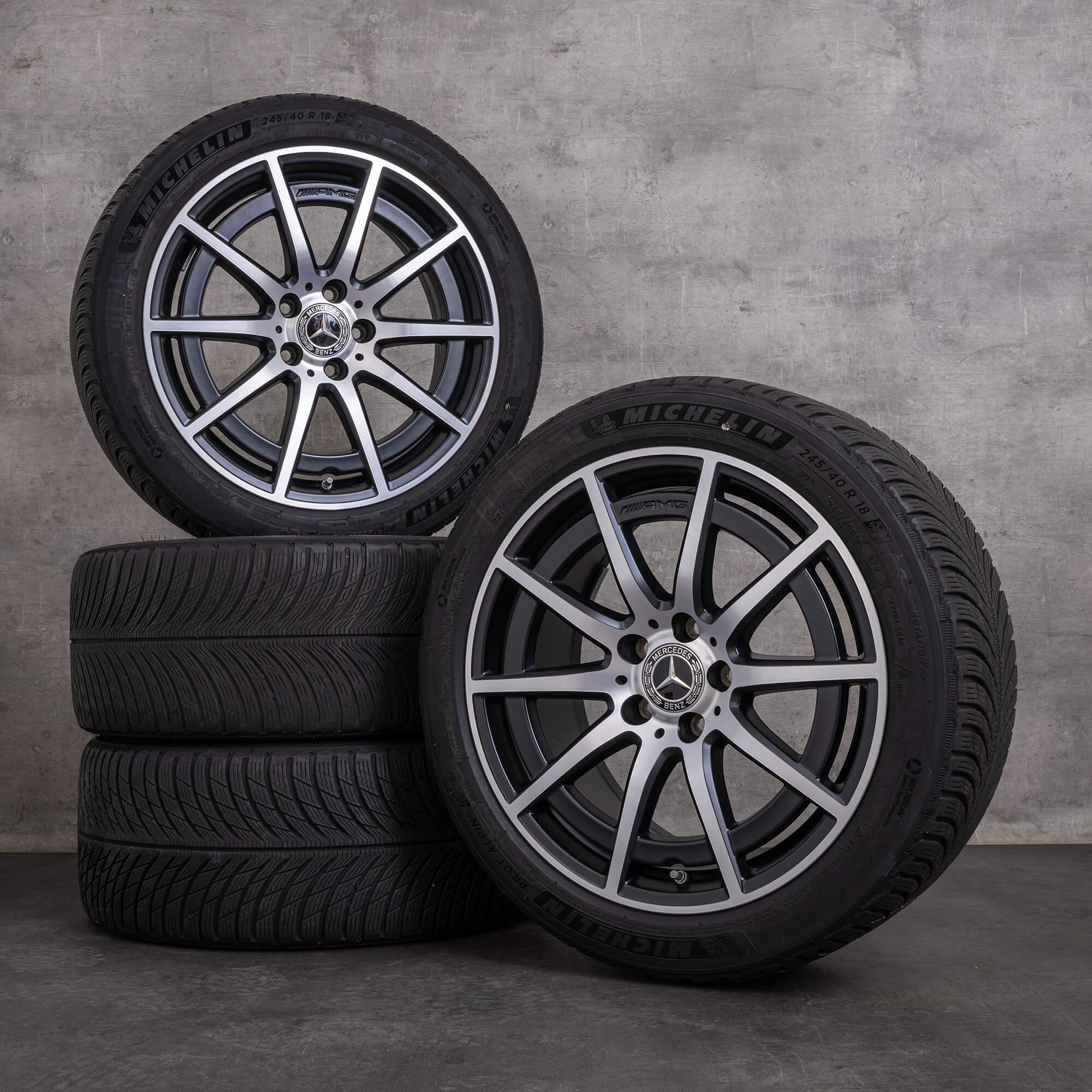 Orijinal Mercedes Benz A-Serisi A45 CLA 45 AMG kış jant lastik 18 inç W177 V177 C118 X118 jantlar A1774012100 siyah mat yüksek parlaklıkta tornalanmış