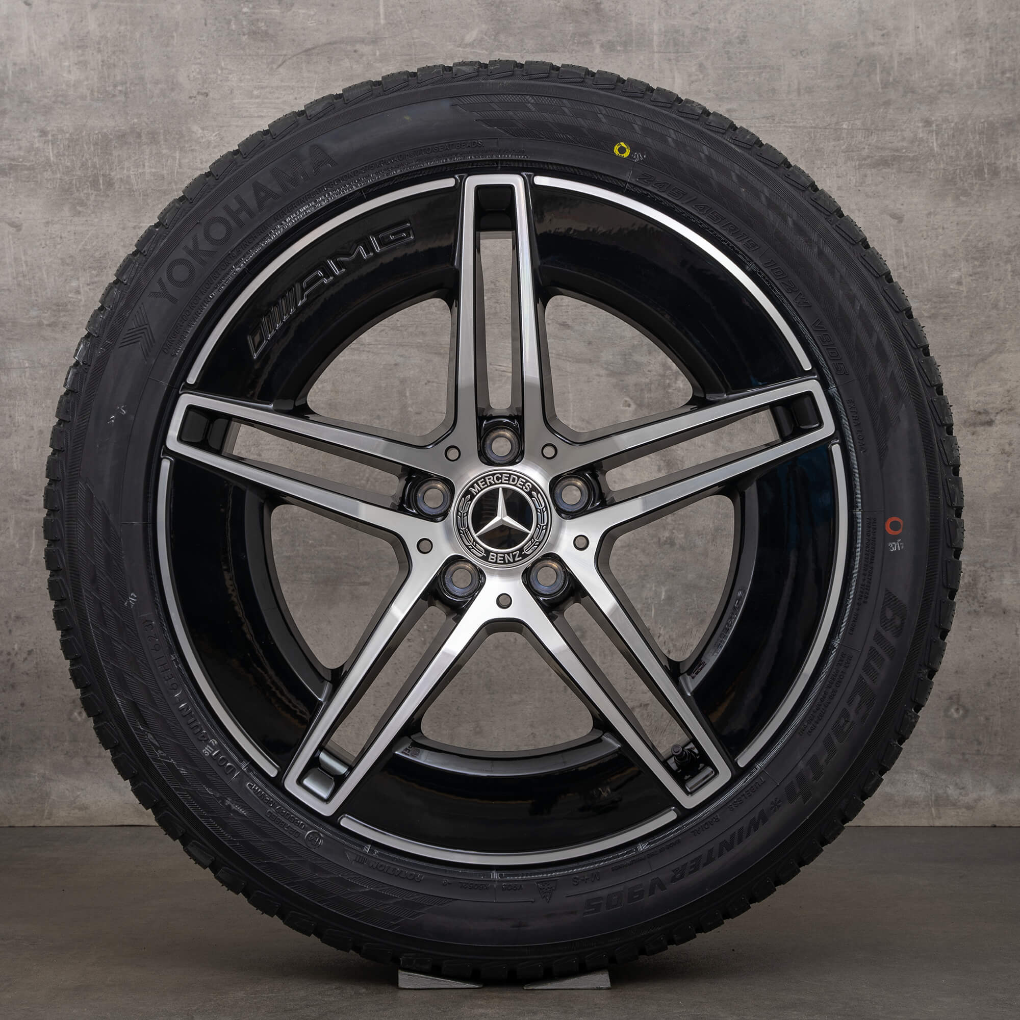 Original Mercedes Benz E-Klasse AMG Winterräder 19 Zoll W214 S214 Felgen A2144010300 A2144010400 schwarz glanzgedreht NEU