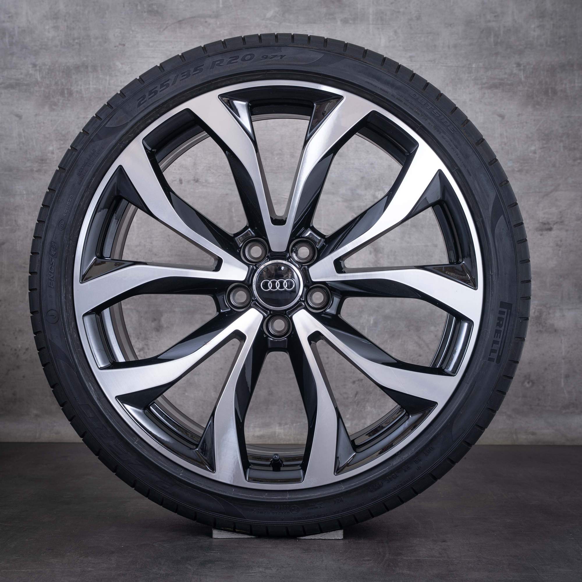 Cerchi originali Audi A6 S6 da 20 pollici 4G C7 con pneumatici estivi 4G0601025G neri anteriore con finitura diamantata