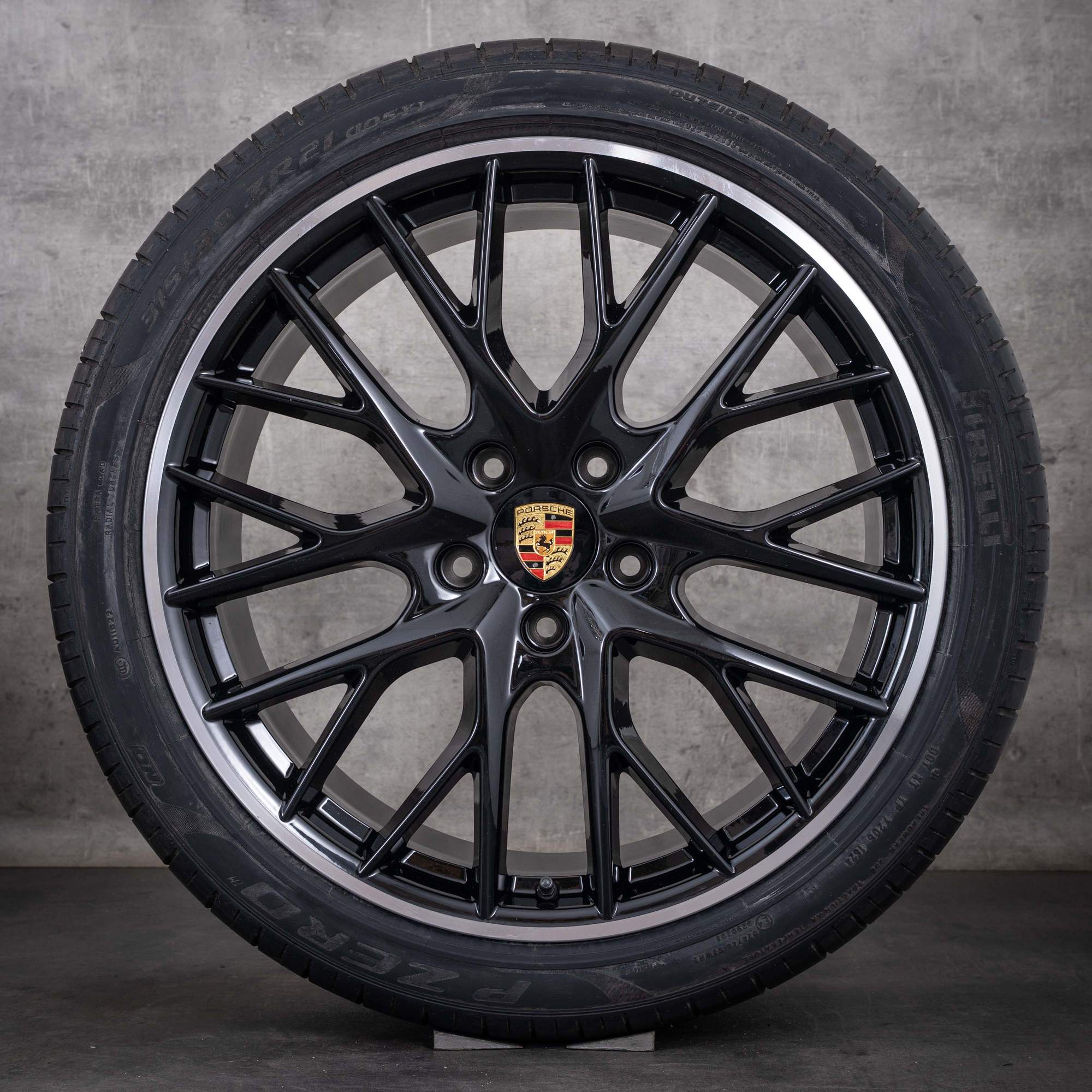 Originale Porsche Panamera-fælge 21 tommer 971 G2 sommerhjul 971601025D 971698025A sort diamond cut