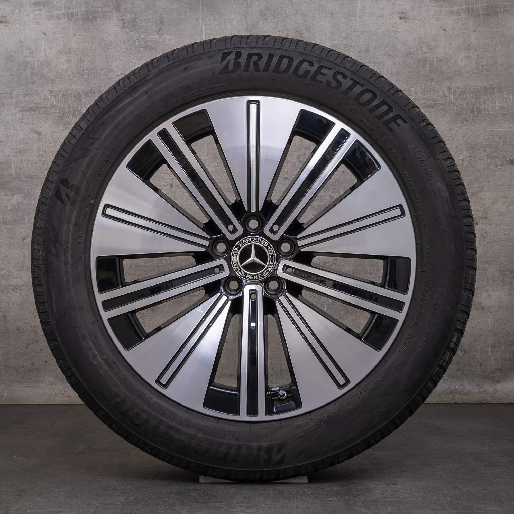 Orijinal Mercedes Benz EQS kış jant lastik 19 inç V297 jantlar A2974010600 siyah yüksek parlaklıkta tornalanmış