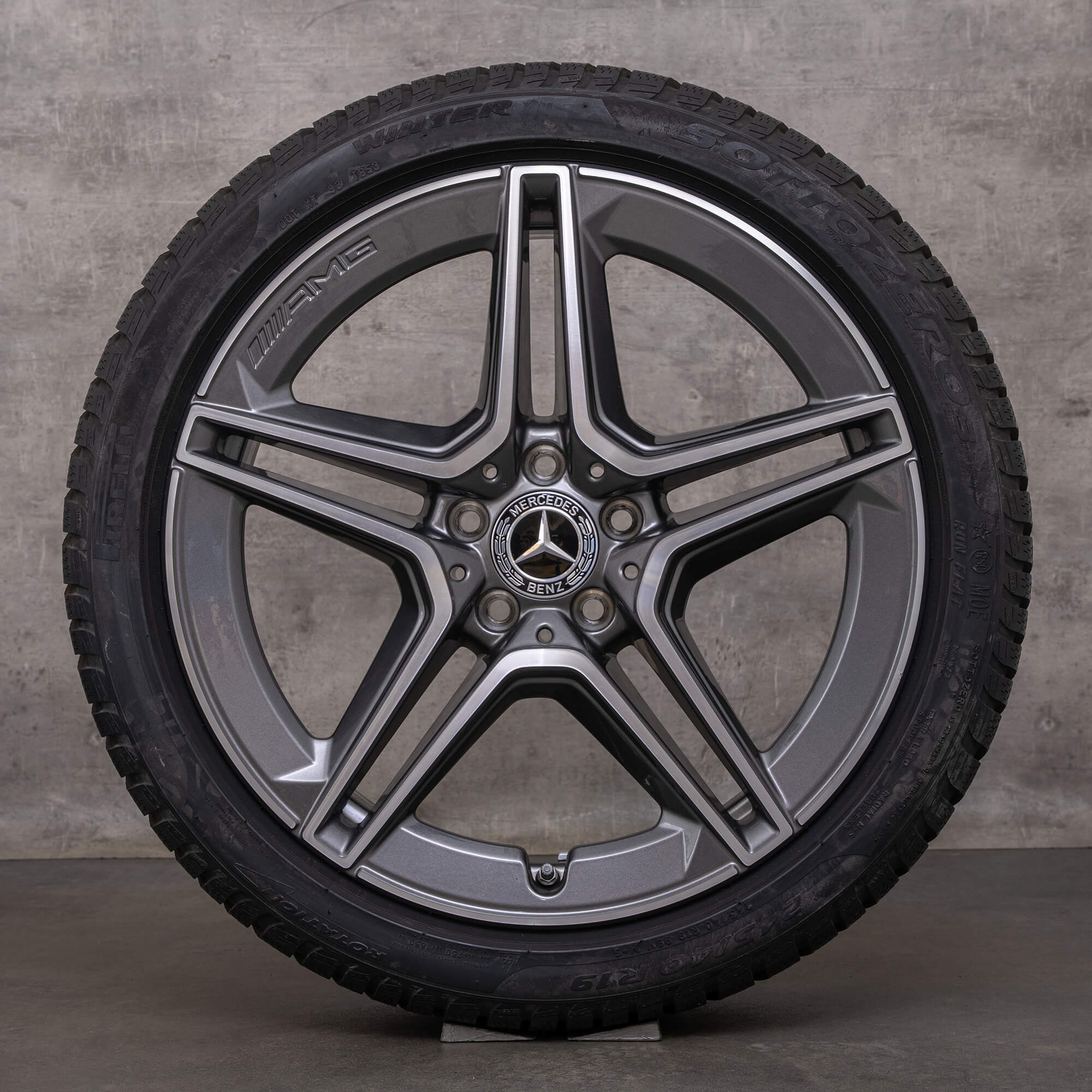 Original Mercedes Benz CLS AMG vinterhjul 19 tommer C257 fælge A2574011500 himalaya grå blank drejet