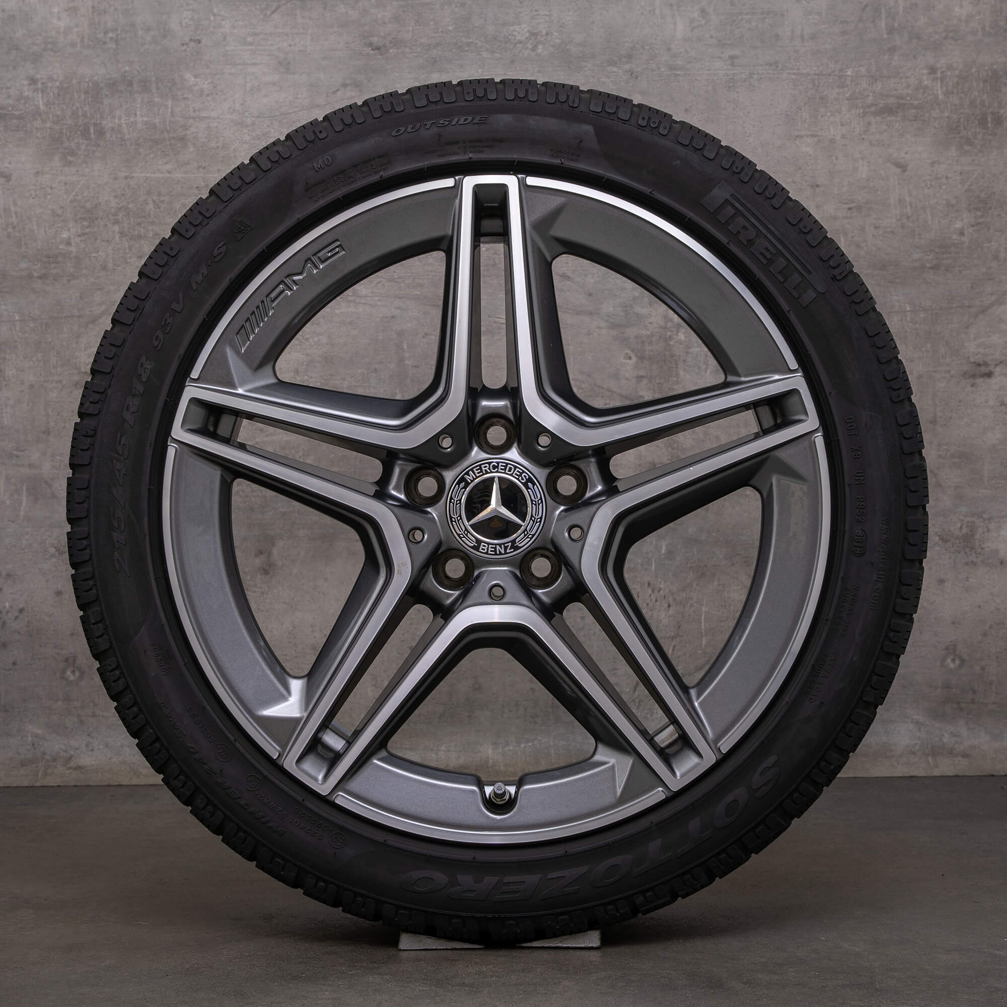 Oryginał AMG Mercedes Benz Klasa A35 koła zimowe 18 cali W177 V177 felgi A1774013800 himalaya szary polerowane