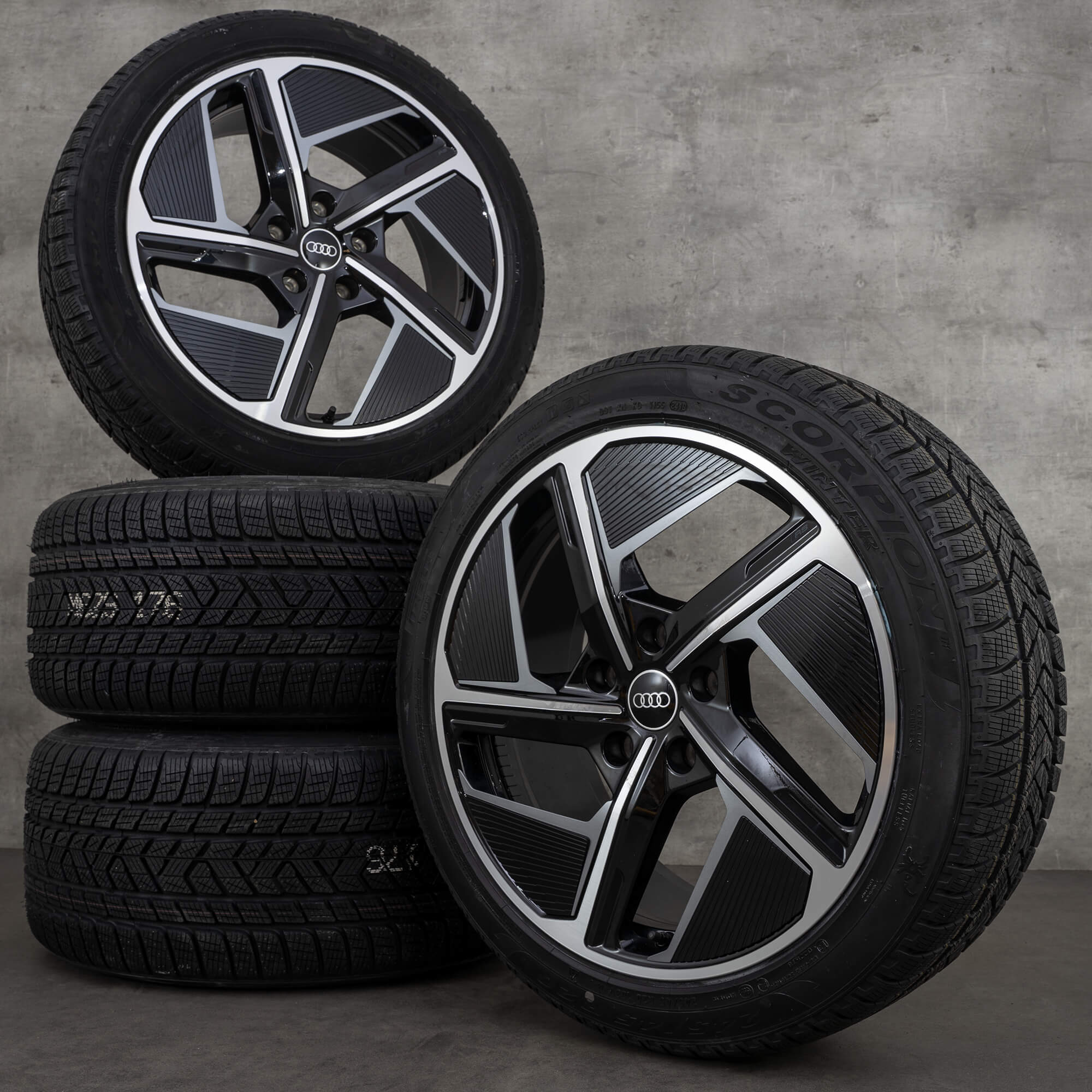 Oryginał Audi e-tron GT RS koła zimowe 20 cali FW felgi Aero 4J3601025F 4J3601025H czarne polerowane NOWOŚĆ