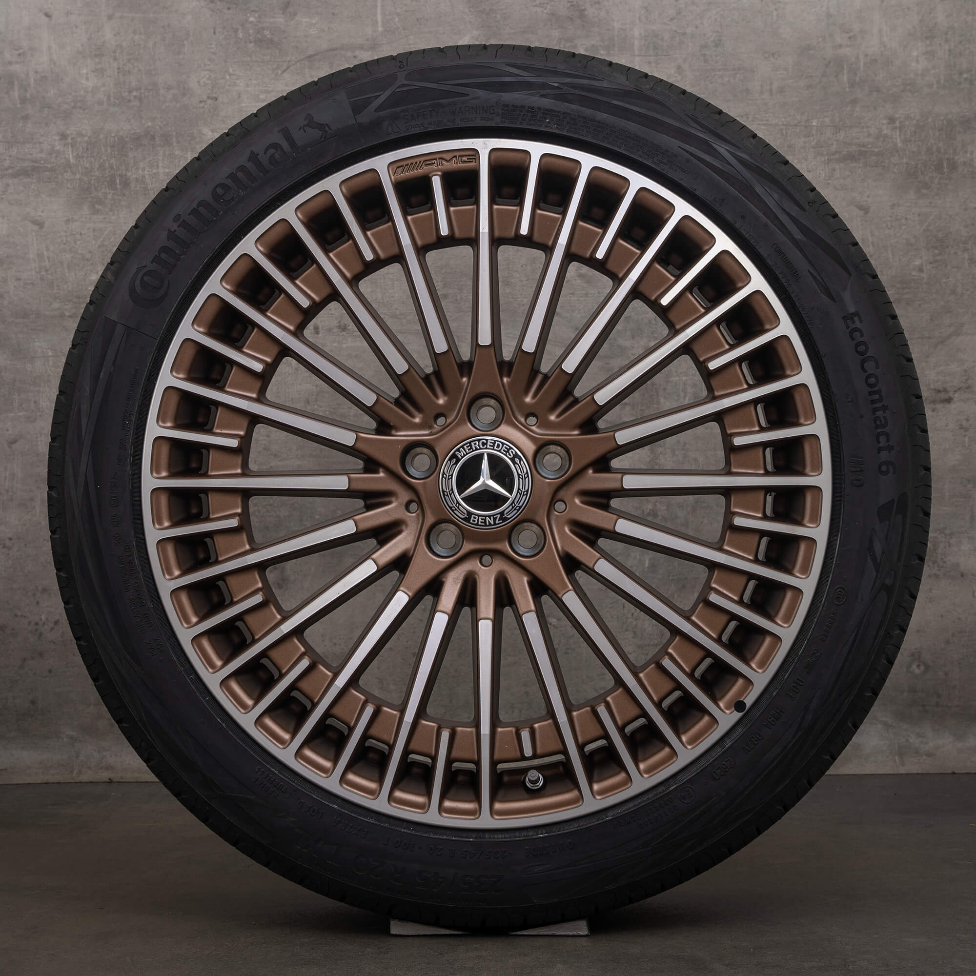 Oryginalne felgi AMG Mercedes EQA EQB 20 cali H243 X243 opony letnie A2434010600 brąz mat Polerowane
