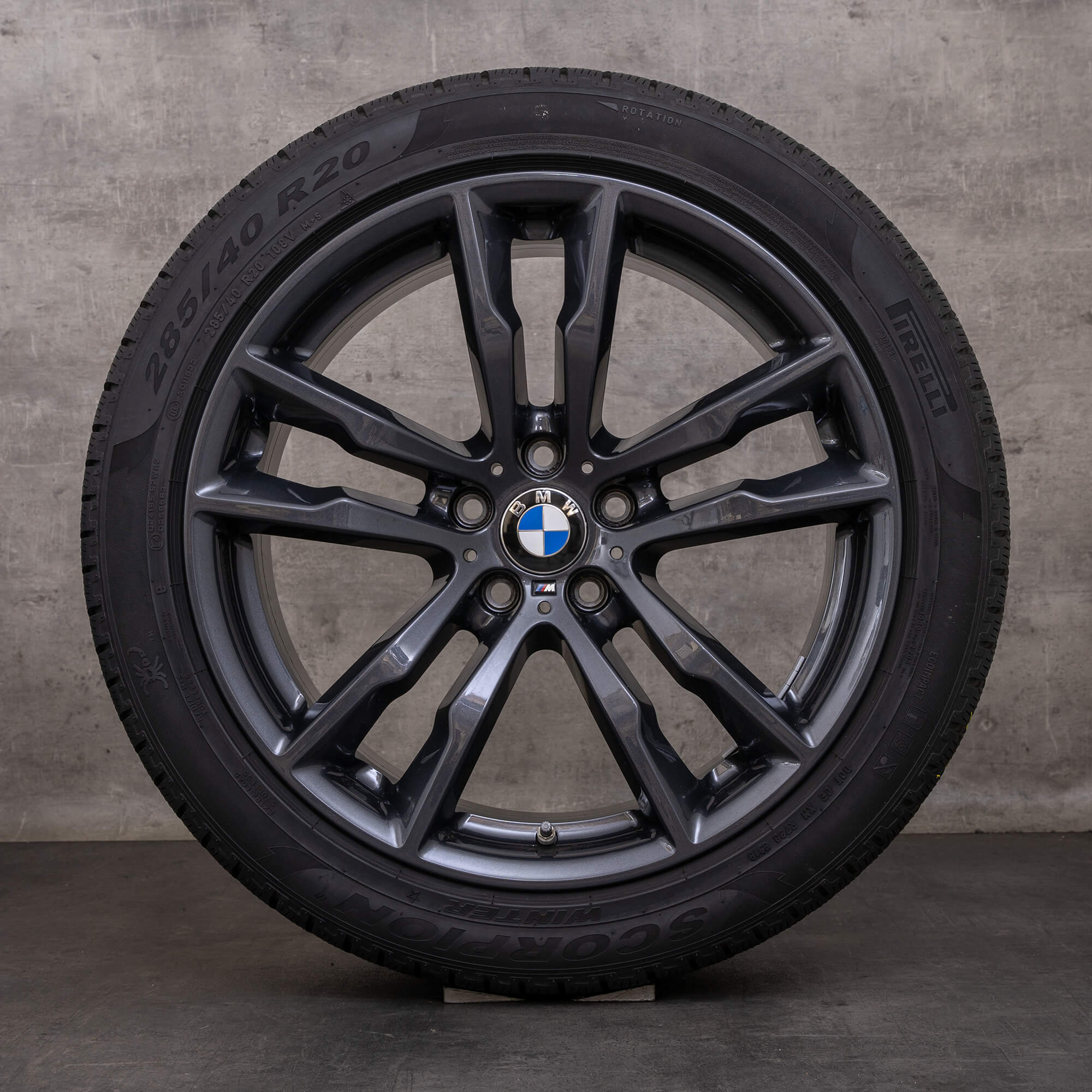 Jantes e pneus inverno originais BMW X5M X6M 20 polegadas F85 F86 jantes estilo 611 M 2284654 2284655 orbit grey gloss