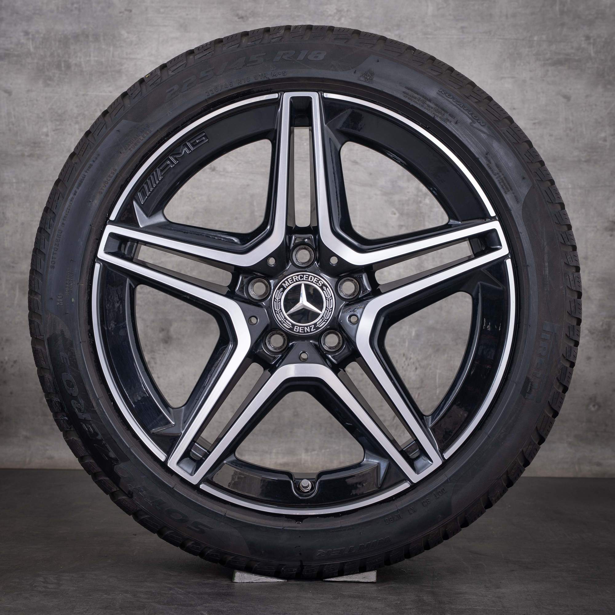 Original Mercedes Benz A B Klasse CLA AMG Winterräder 18 Zoll W177 V177 W247 X118 C118 Felgen A1774011500 schwarz glanzgedreht