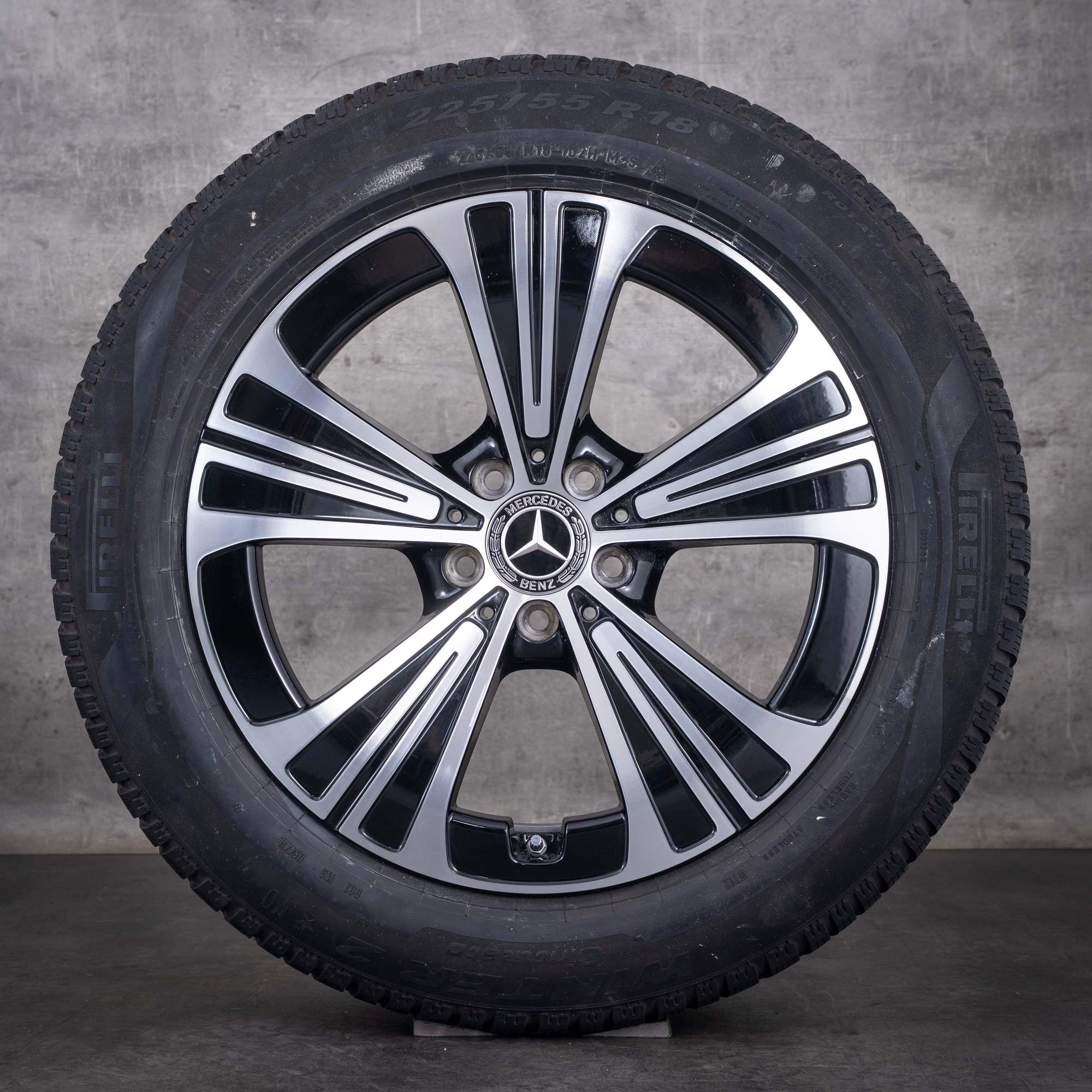 Originale Mercedes-Benz E-klasse vinterhjul 18 tommer W214 S214 fælge A2144012200 sort diamond cut