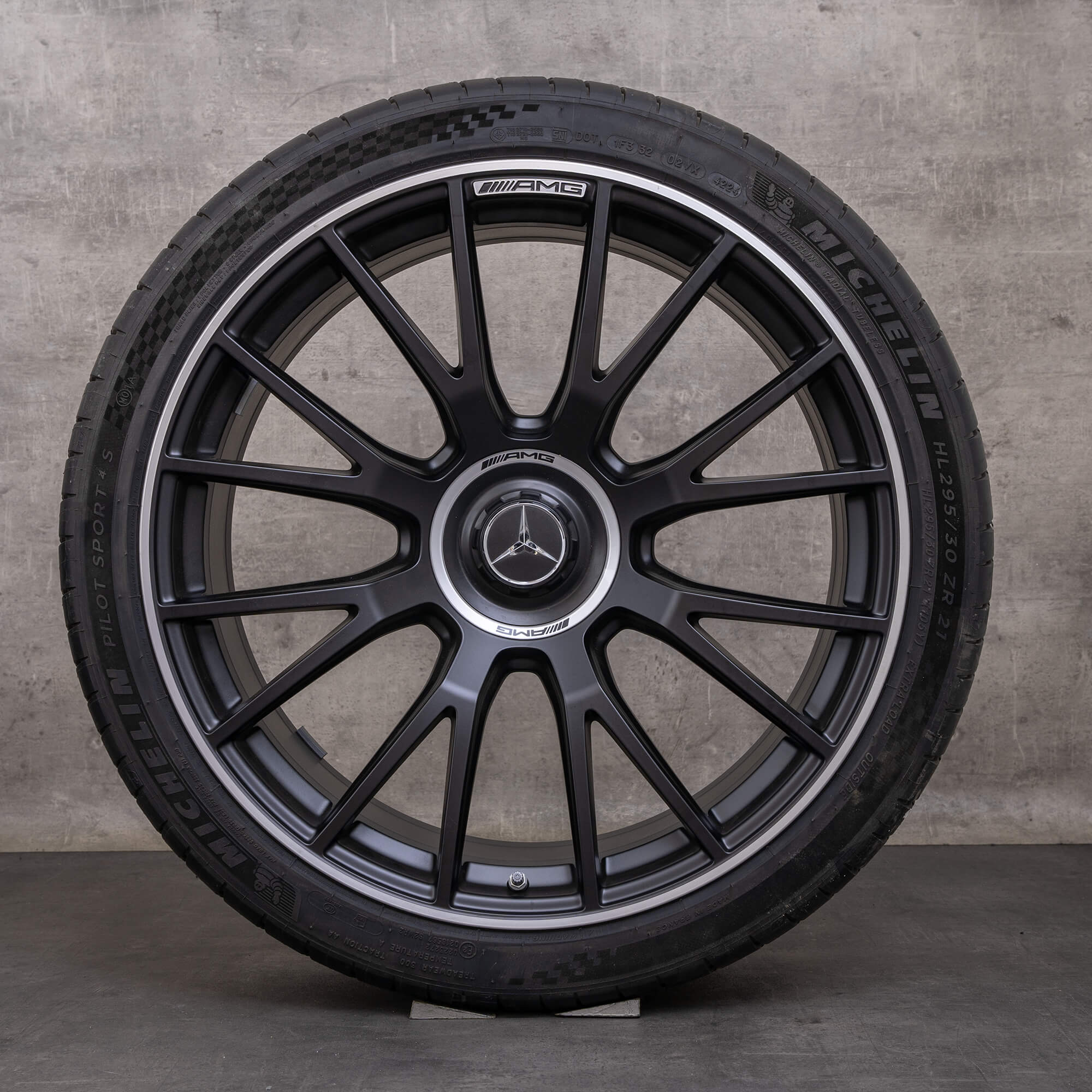 Original Mercedes Benz E-Klasse E53 Hybrid AMG Felgen 21 Zoll W214 Sommerräder A2144011300 A2144011400 schwarz matt glanzgedreht NEU