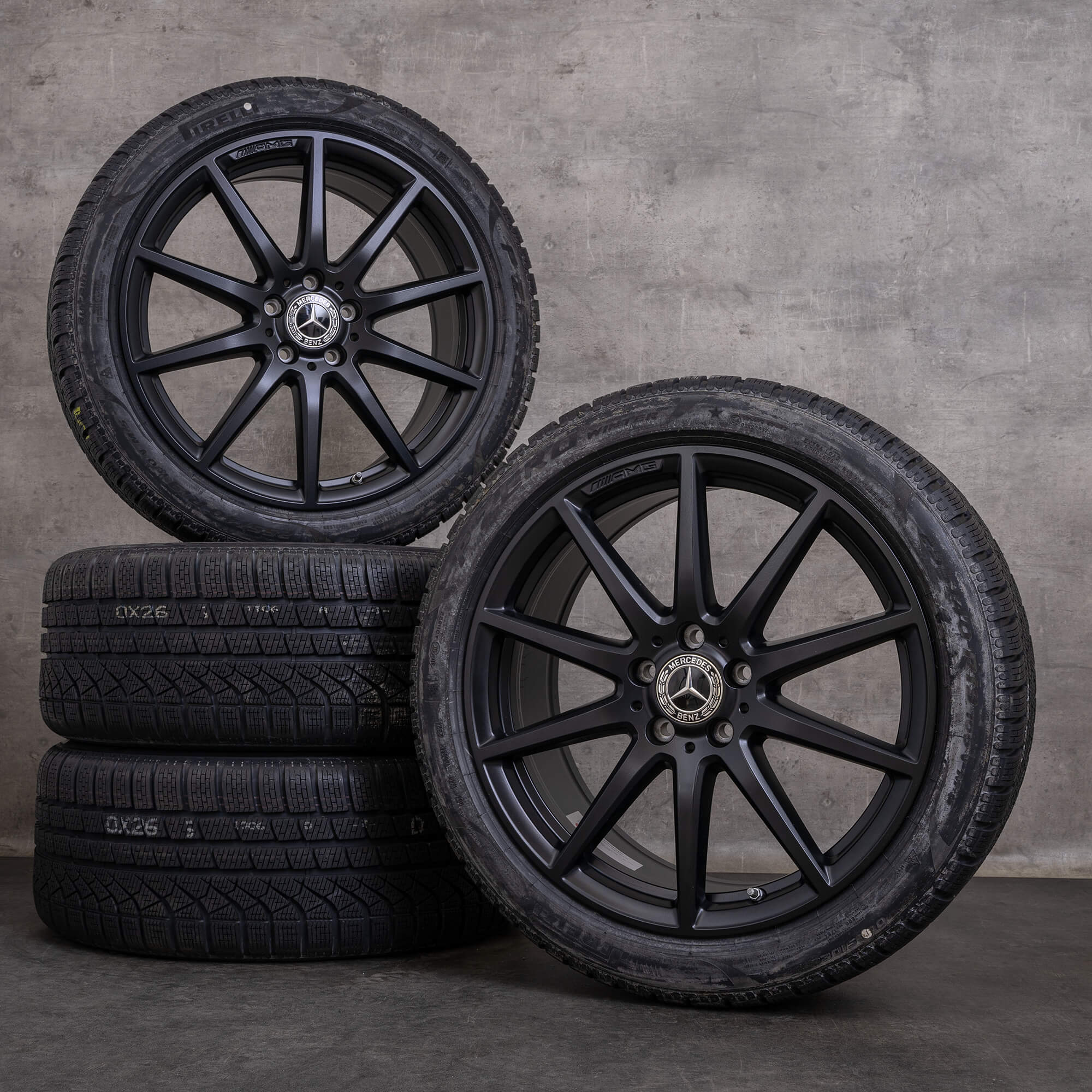 Oem Mercedes Benz Classe C C63 AMG pneus hiver 19 pouces W206 S206 jantes A2064016900 A2064012800 noir mat