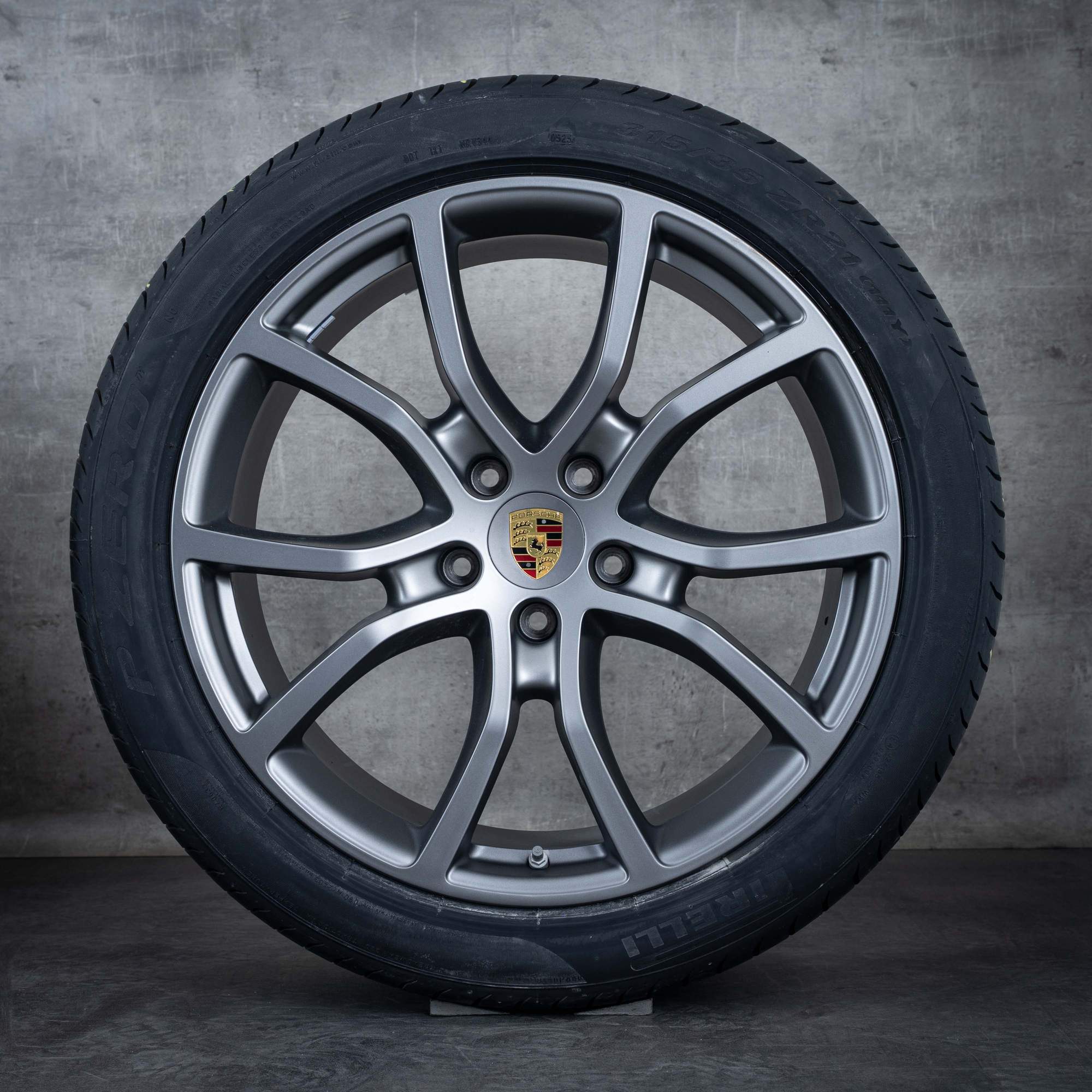 Oryginalne felgi Porsche Cayenne 21 cali 9YA I E3 letnie koła 9Y0601025DB 9Y0601025DC Exclusive Design platyna srebrny mat