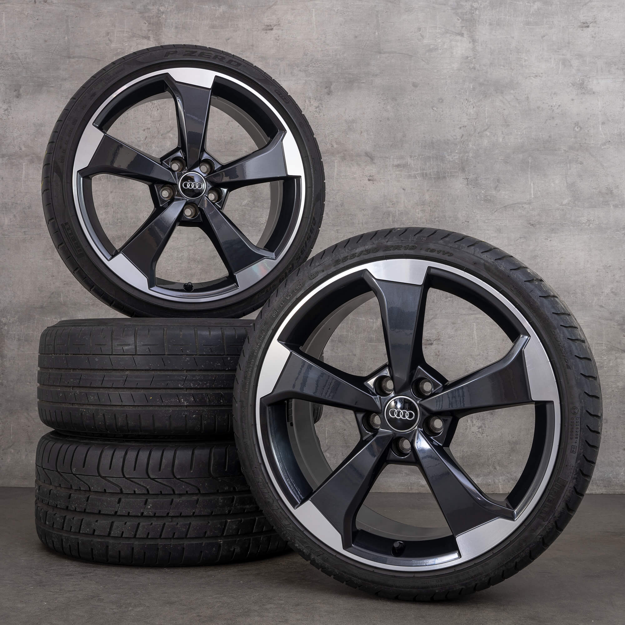 Oryginalne felgi Audi RS3 19 cali 8V letnie koła 8V0601025FT 8V0601025FR Rotor II granit Polerowane NOWOŚĆ