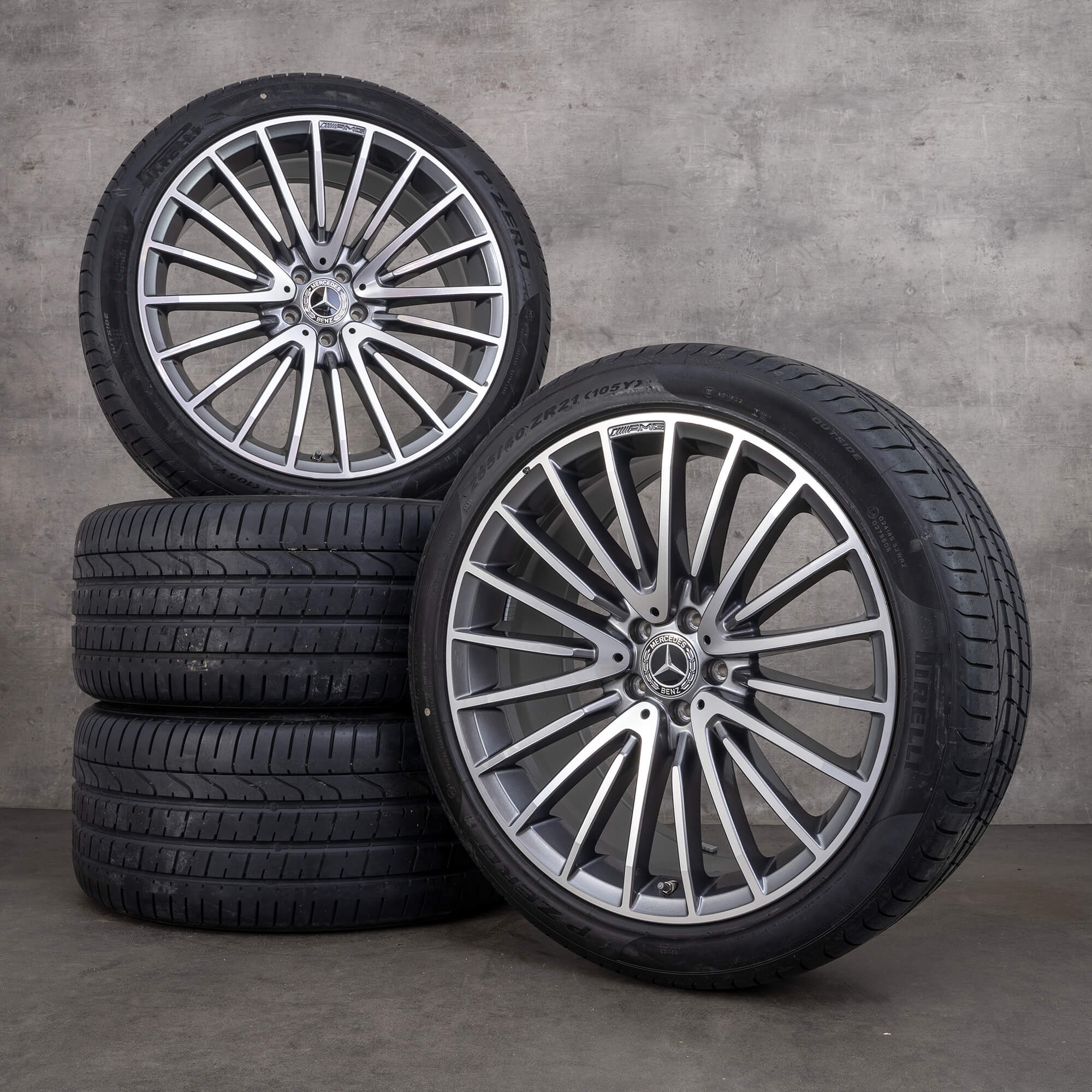 Genuine Mercedes Benz GLC 63 & 63S AMG llantas 21 inch X253 C253 4MATIC summer wheels A2534015900 A2534016000 himalaya grey glossy turned NUEVO