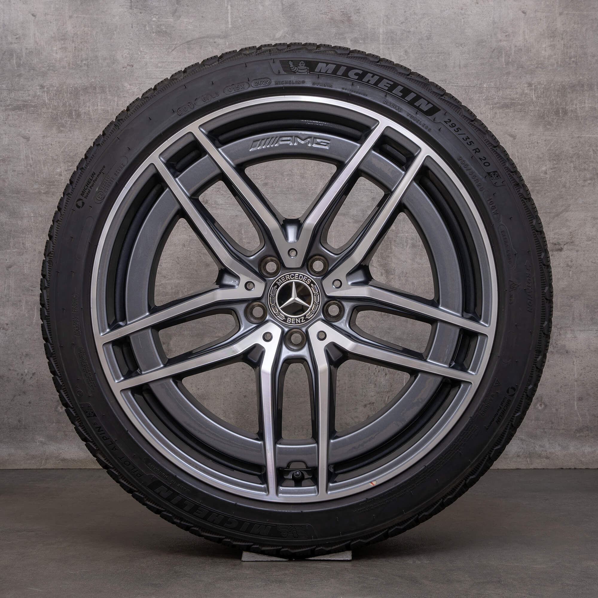 Originale Mercedes Benz SL AMG 43 55 63 Vinterhjul 20 tommer R232 fælge A2324012100 A2324012200 himalaya grey glossy turned