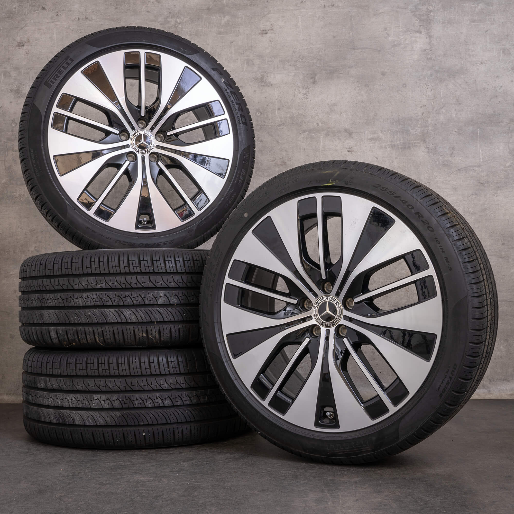 Orijinal Mercedes Benz EQE dört tekerlek jantları 20 inç V295 jantlar A2954011700 siyah parlak tornalı YENİ