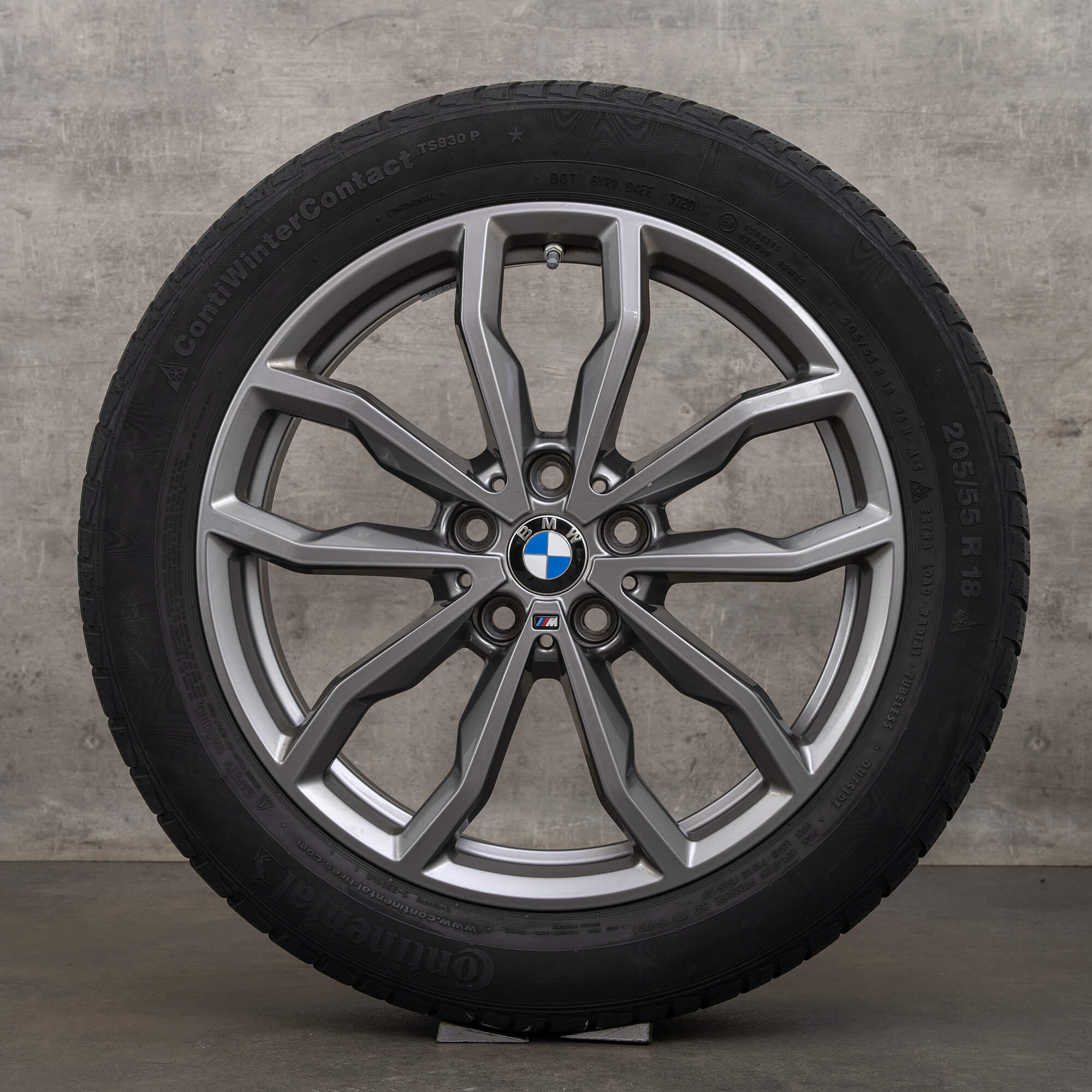 Originale BMW X1 X2 vinterhjul 18 tommer F48 F39 felger styling 771 M 6877550 jerngrå