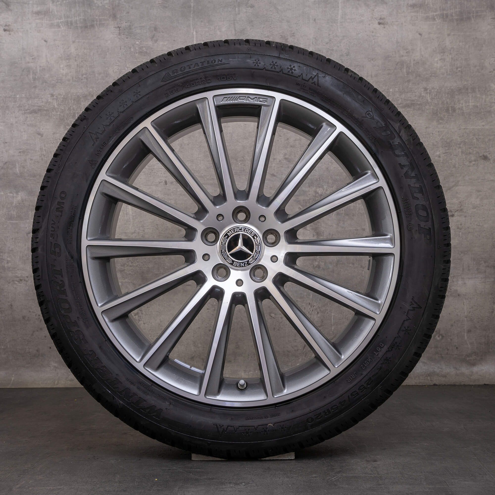 Oryginalne koła zimowe Mercedes Benz GLC AMG 20 cali X253 C253 Felgi A2534011900 himalaya szary polerowane