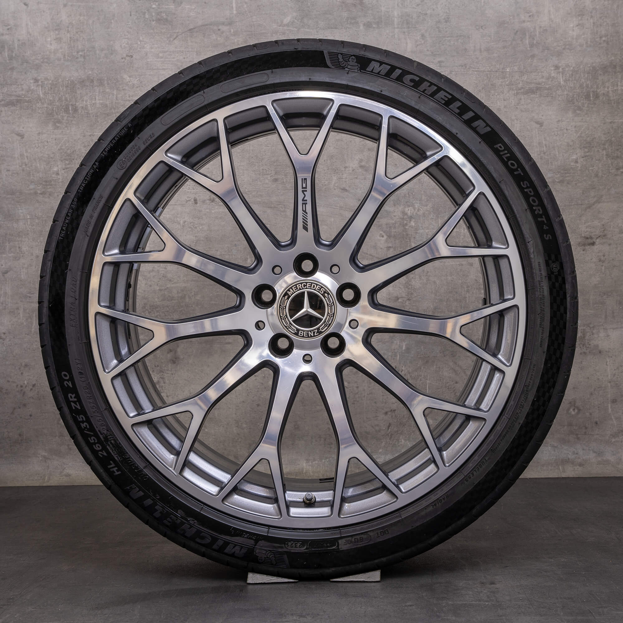 Oryginał Mercedes Benz Klasa C63 i S AMG koła zimowe 20 cali W206 S206 felgi A2064013100 A2064013200 himalaya szary Polerowane
