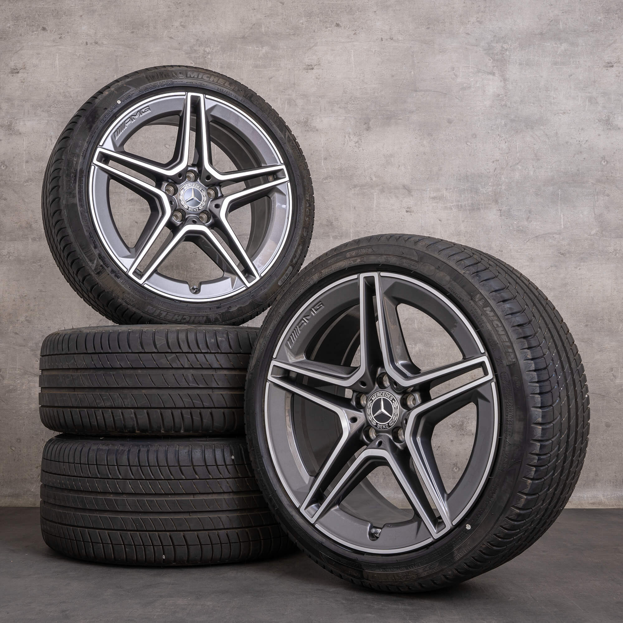 OEM Mercedes Benz AMG CLS rims 19 inch W257 C257 Sommerrder A2574011500 A2574011600 himalaya gray glossy turned