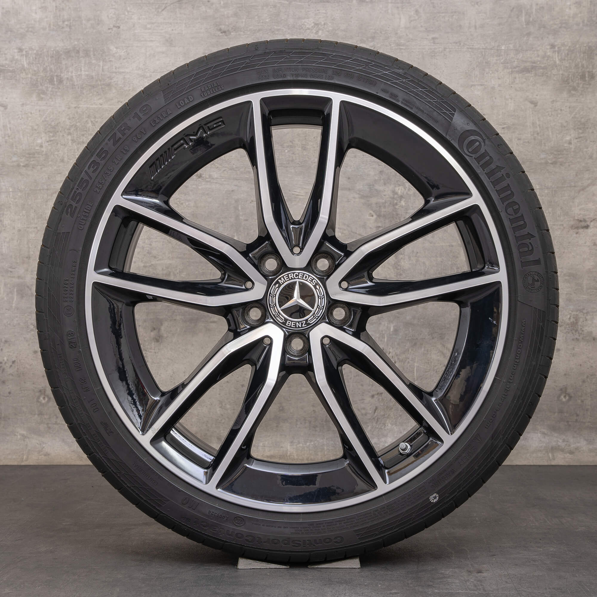 Orijinal Mercedes Benz C-Serisi C43 AMG jantlar 19 inç W205 S205 C205 A205 yaz jantları A2054010701 A2054010801 siyah parlak tornalanmış