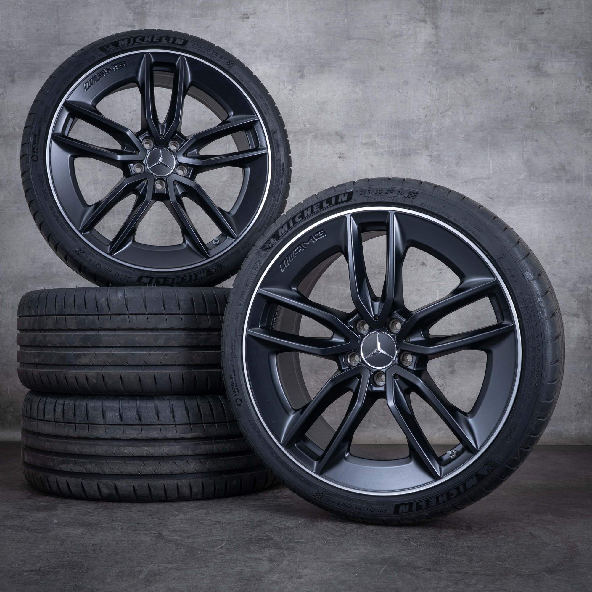 OEM Mercedes Benz E-Class E43 E53 AMG Rims 20 inch W213 S213 A238 C238 Summer wheels A2134014900 A2134015000 black matt polisched