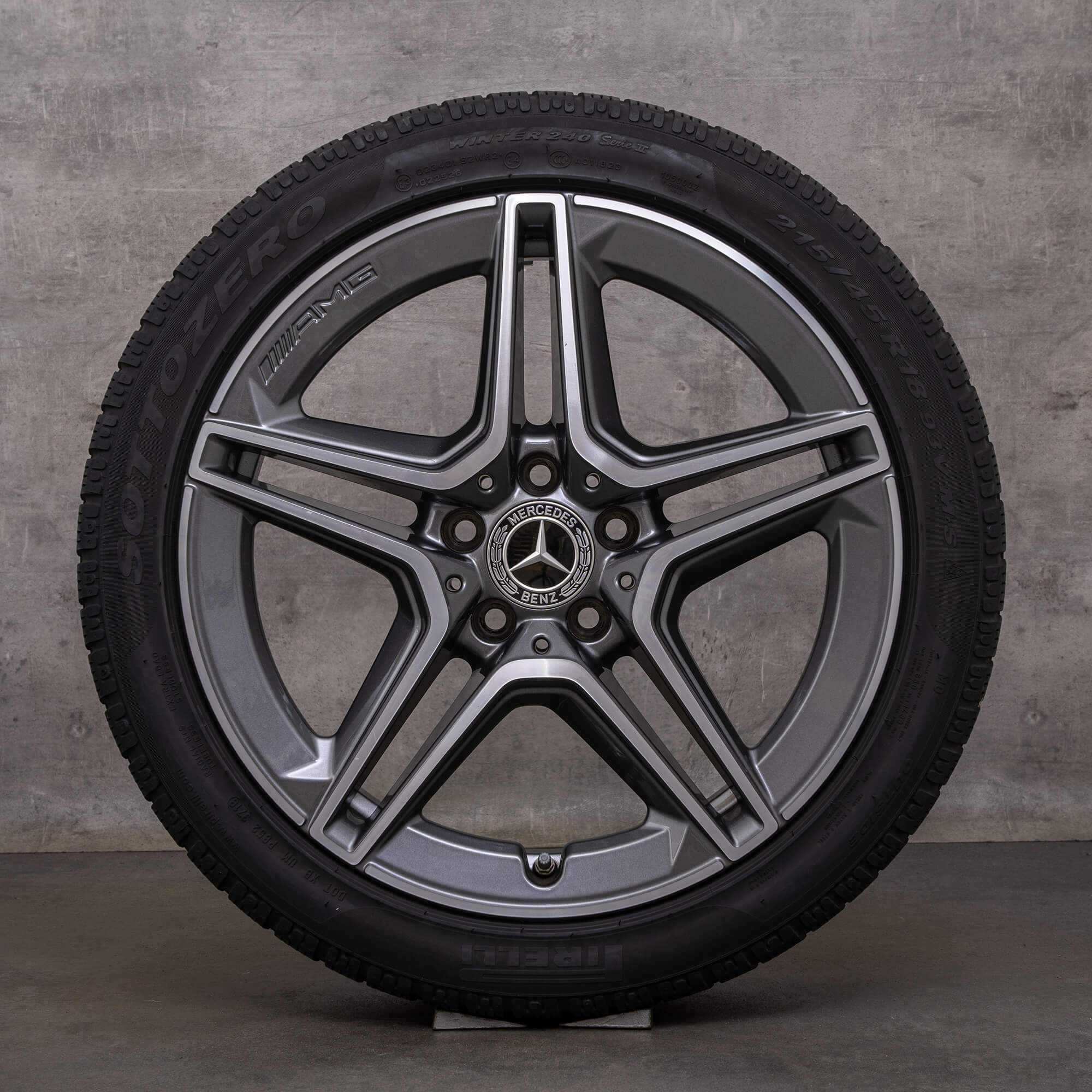 Oryginał AMG Mercedes Benz Klasa A35 koła zimowe 18 cali W177 V177 felgi A1774013800 himalaya szary polerowane