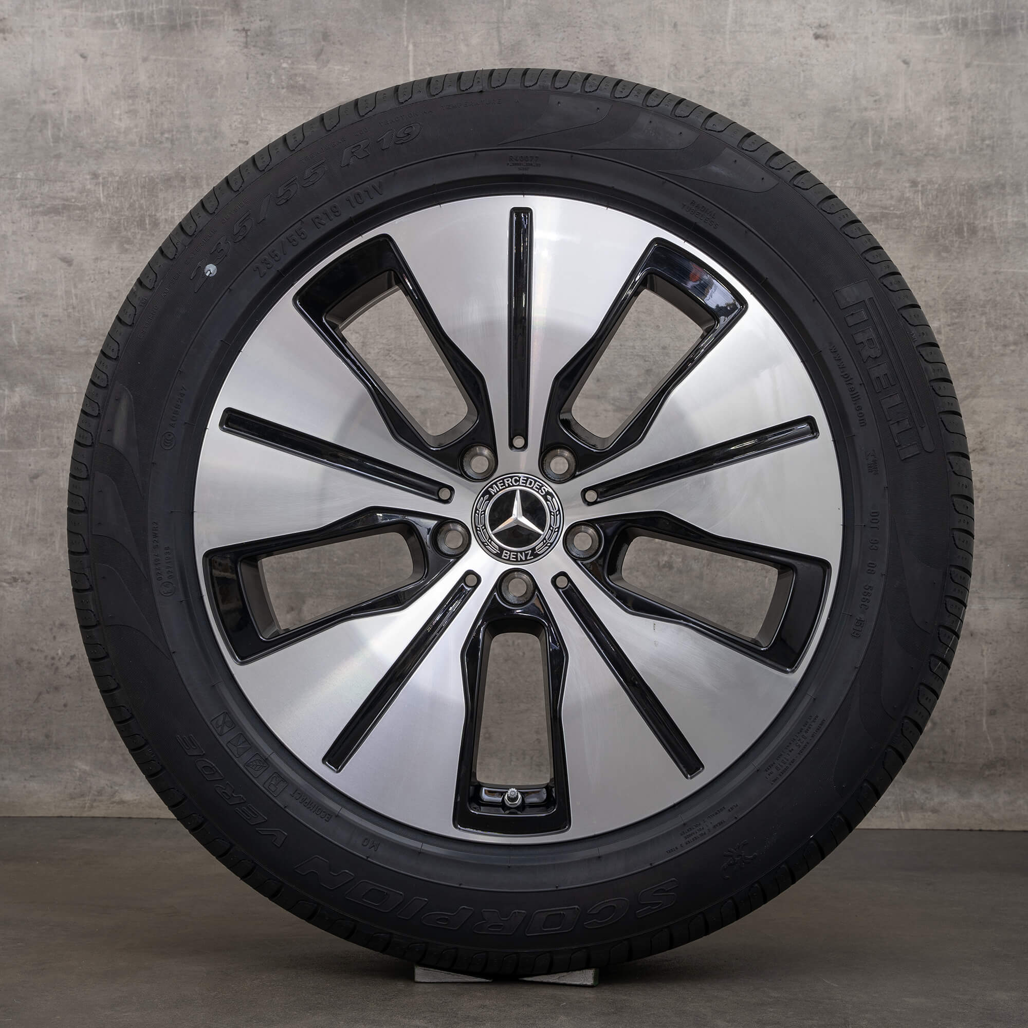 Oryginalne felgi Mercedes Benz EQC 19 cali N293 koła letnie A2934011200 A2934010100 czarne polerowane toczone