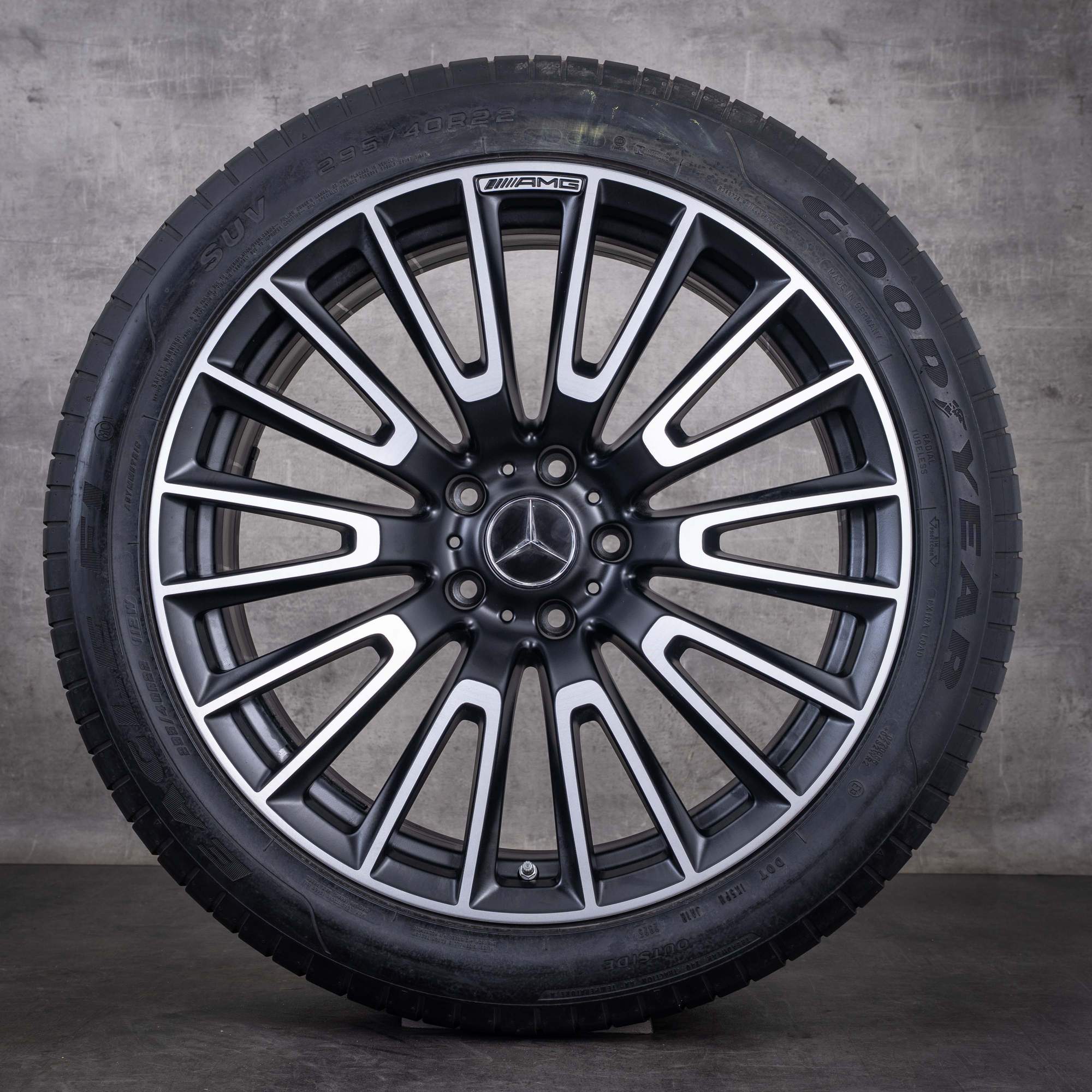 Alkuperäiset Mercedes-Benz G-sarjan G 63 AMG -vanteet 22 tuumaa 463A 465 kesärenkaat A4654011000 mattamusta diamond cut-viimeistely
