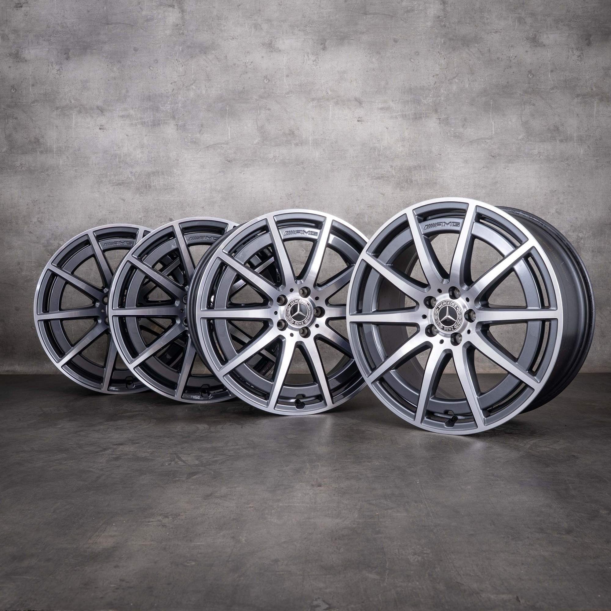 Oryginalne felgi Mercedes-Benz GLE AMG 20 cali 53 63 S 4Matic+ V167 C167 A1674014000 A1674014100 10-ramienne felgi w kolorze himalaya grey przednie z efektem diamond cut