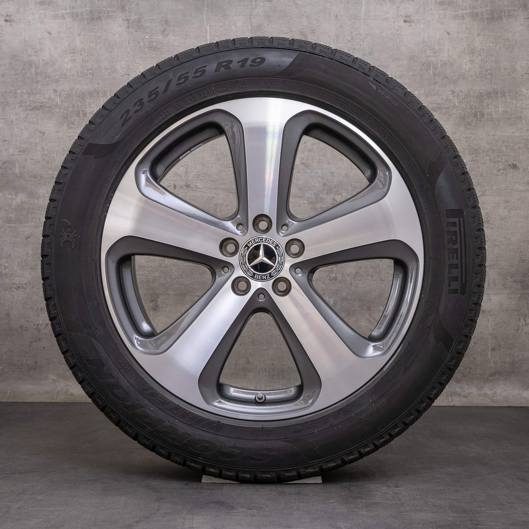 Orijinal Mercedes Benz GLC & 43 AMG Winterrder 19 inç X253 C253 jantlar A2534011000 himalya gri parlak torna