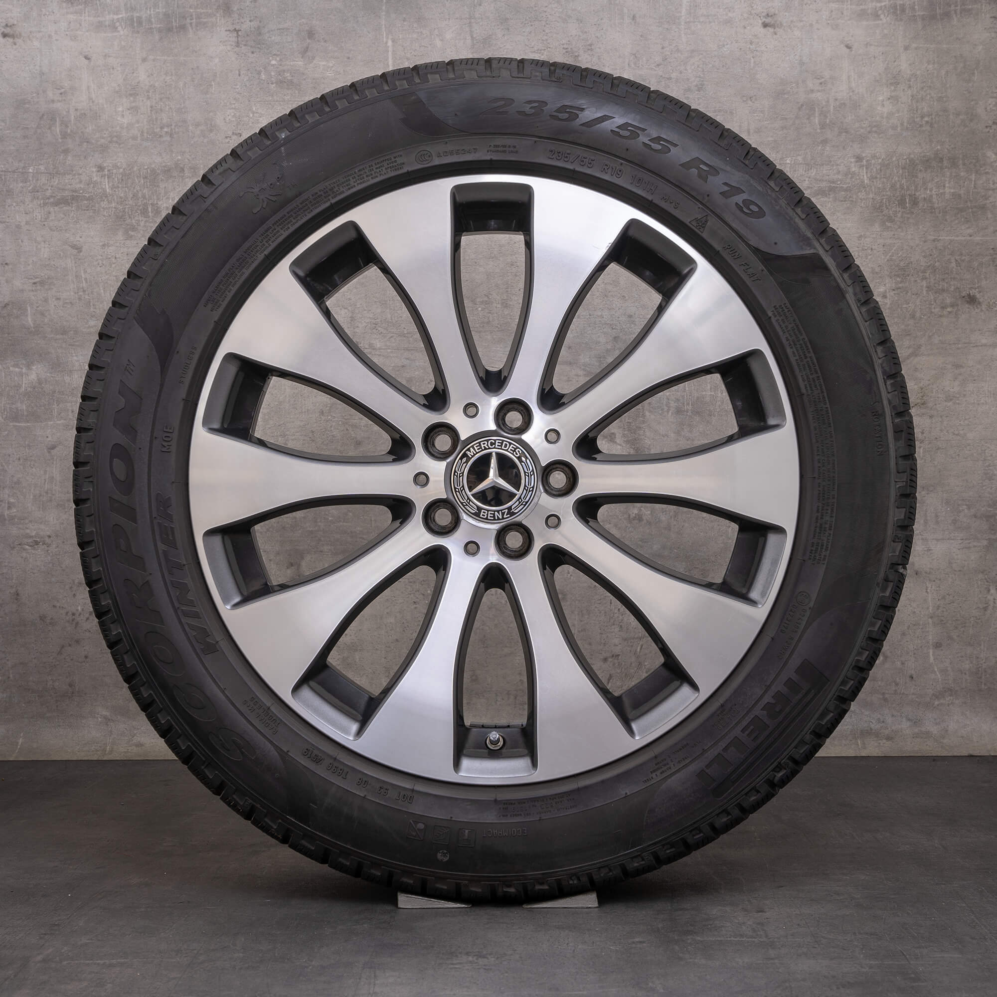 Orijinal Mercedes Benz GLC & 43 kış jant lastikleri 19 inç X253 C253 jantlar A2534012200 himalaya gri parlak tornalanmış