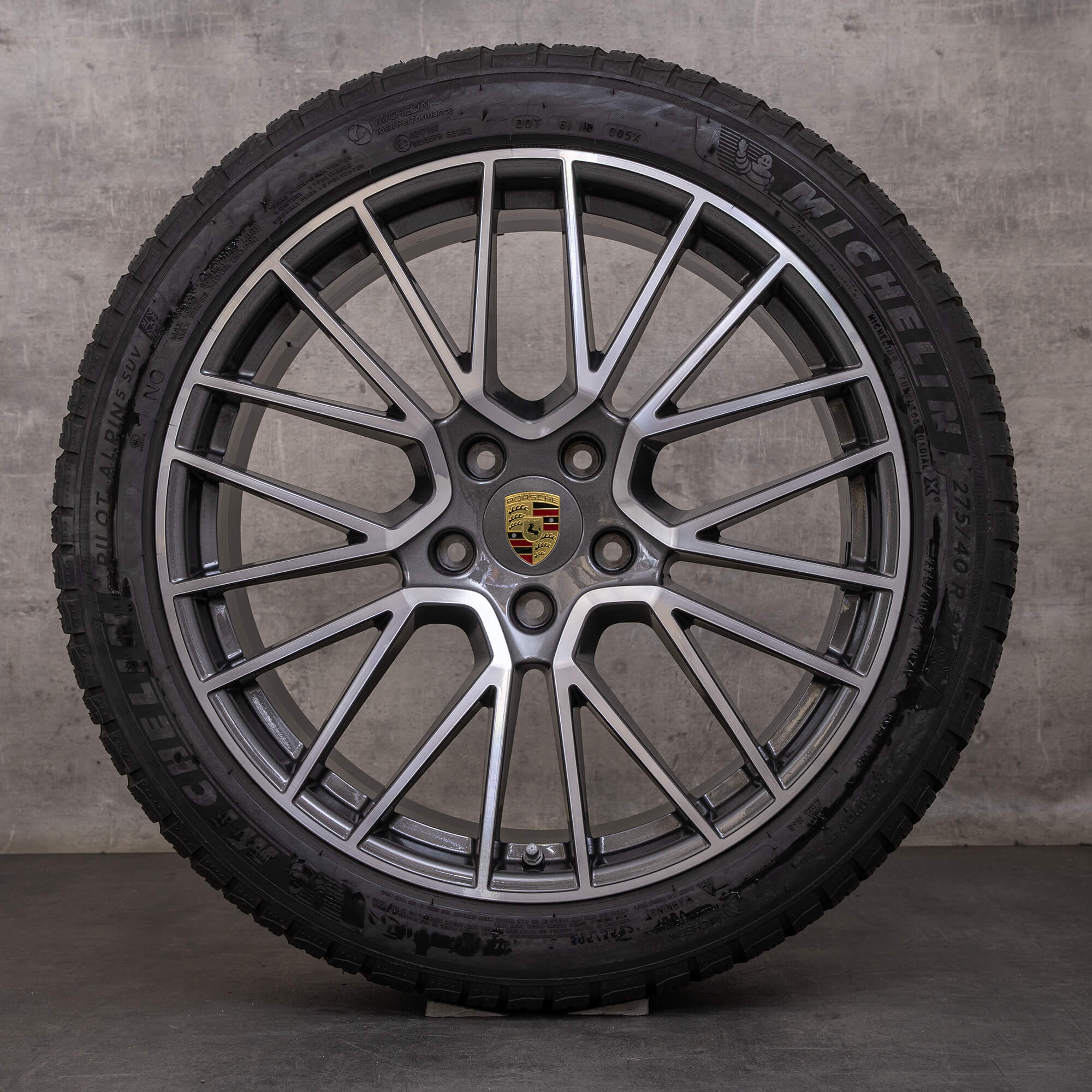Original Porsche Cayenne Felgen 21 Zoll 9YA E3 II Sommerräder 9Y0601025BF 9Y0601025BG titan glanzgedreht