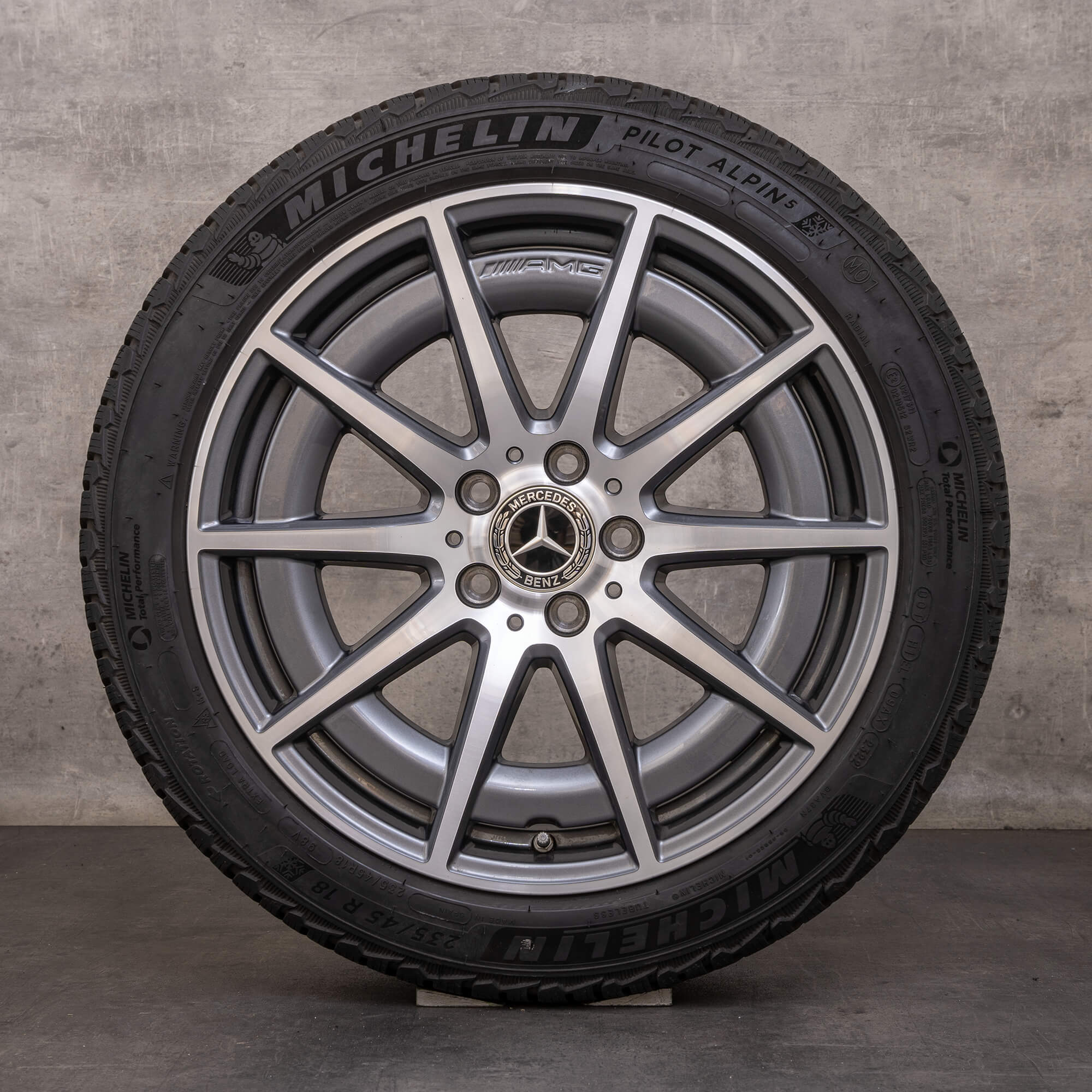 Oryginał Mercedes Benz C-Class C43 AMG opony zimowe 18 cali W206 S206 Felgi A2064012100 himalaya szary Polerowane