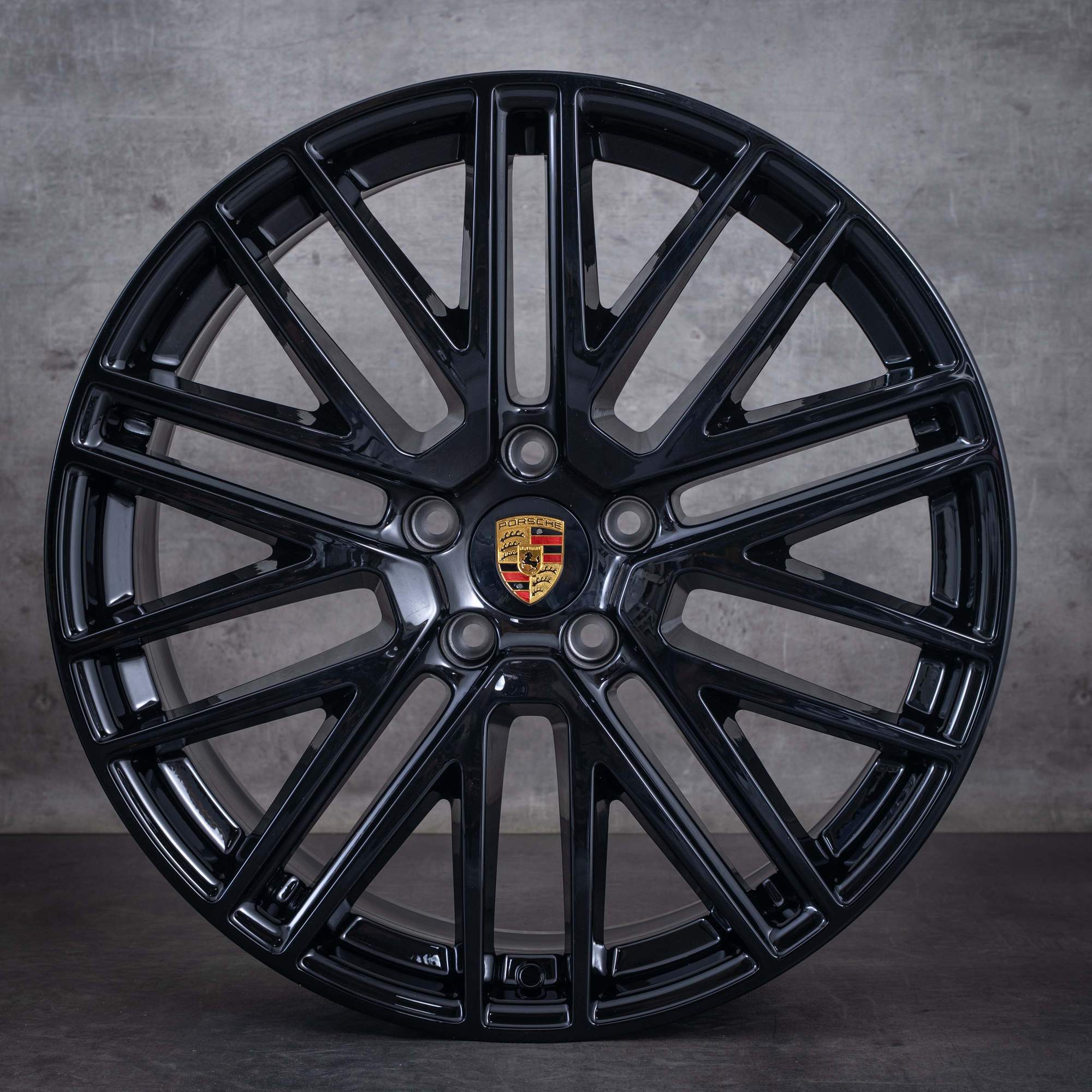 Originale Porsche Cayenne SUV vinterhjul 22 tommer 9YA II-felger Turbo Design 9Y0601025DR 9Y0601025DS svart glans NYE - hjul 4 av 4