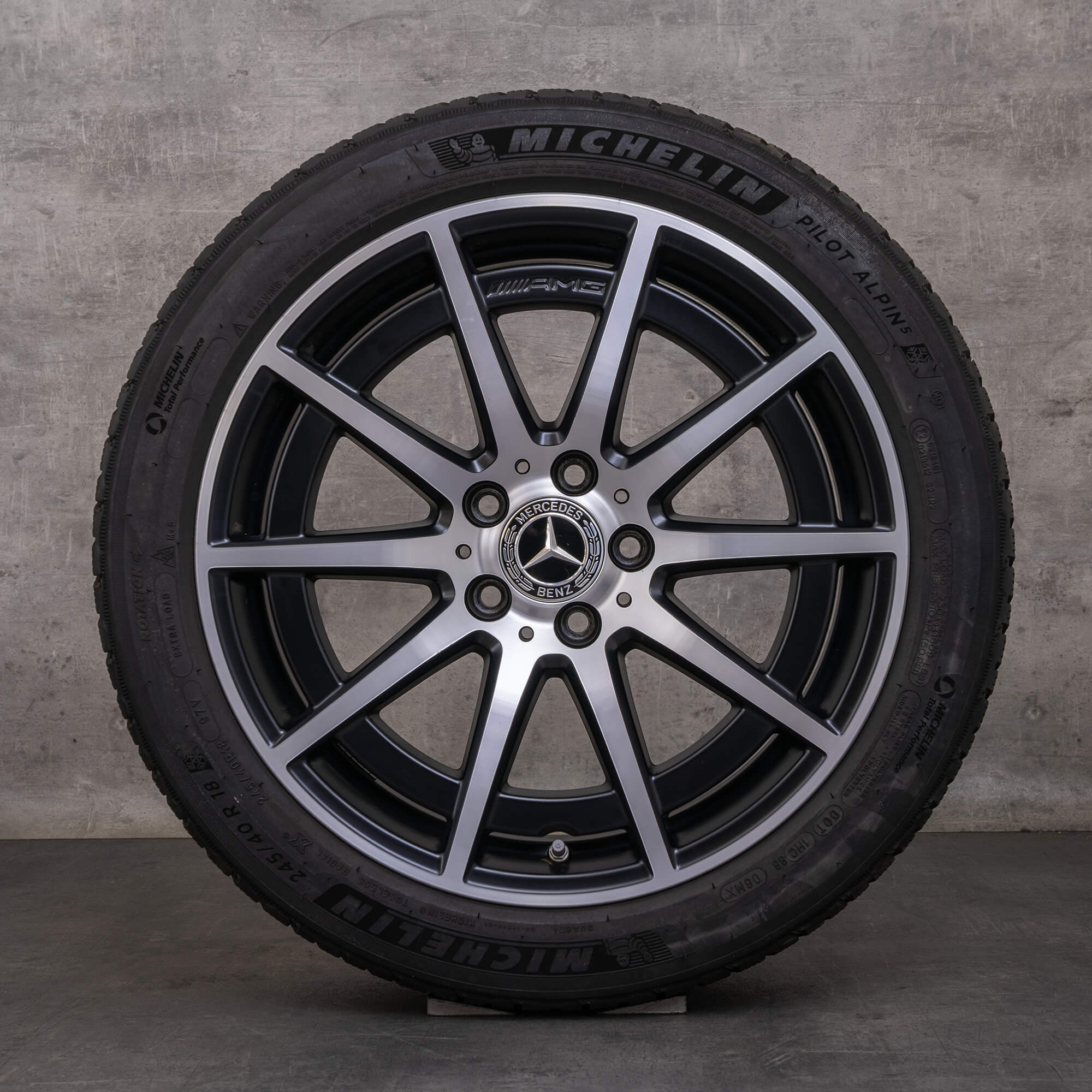 Orijinal Mercedes Benz A-Serisi A45 CLA 45 AMG kış jant lastik 18 inç W177 V177 C118 X118 jantlar A1774012100 siyah mat yüksek parlaklıkta tornalanmış