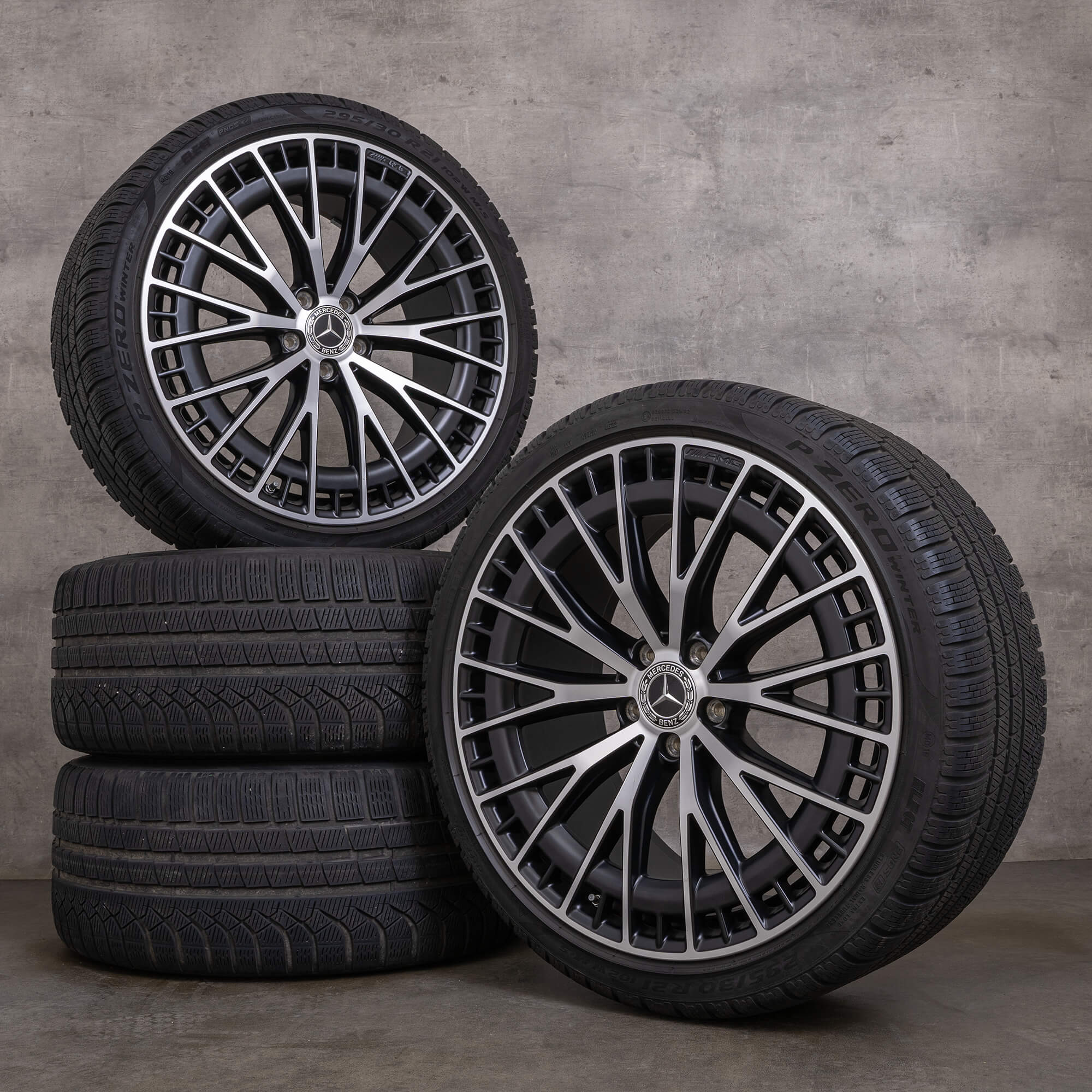 Originale Mercedes Benz EQE 43 53 AMG inverno ruote 21 pollici V295 cerchi A2954012900 A2954013000 nero opaco