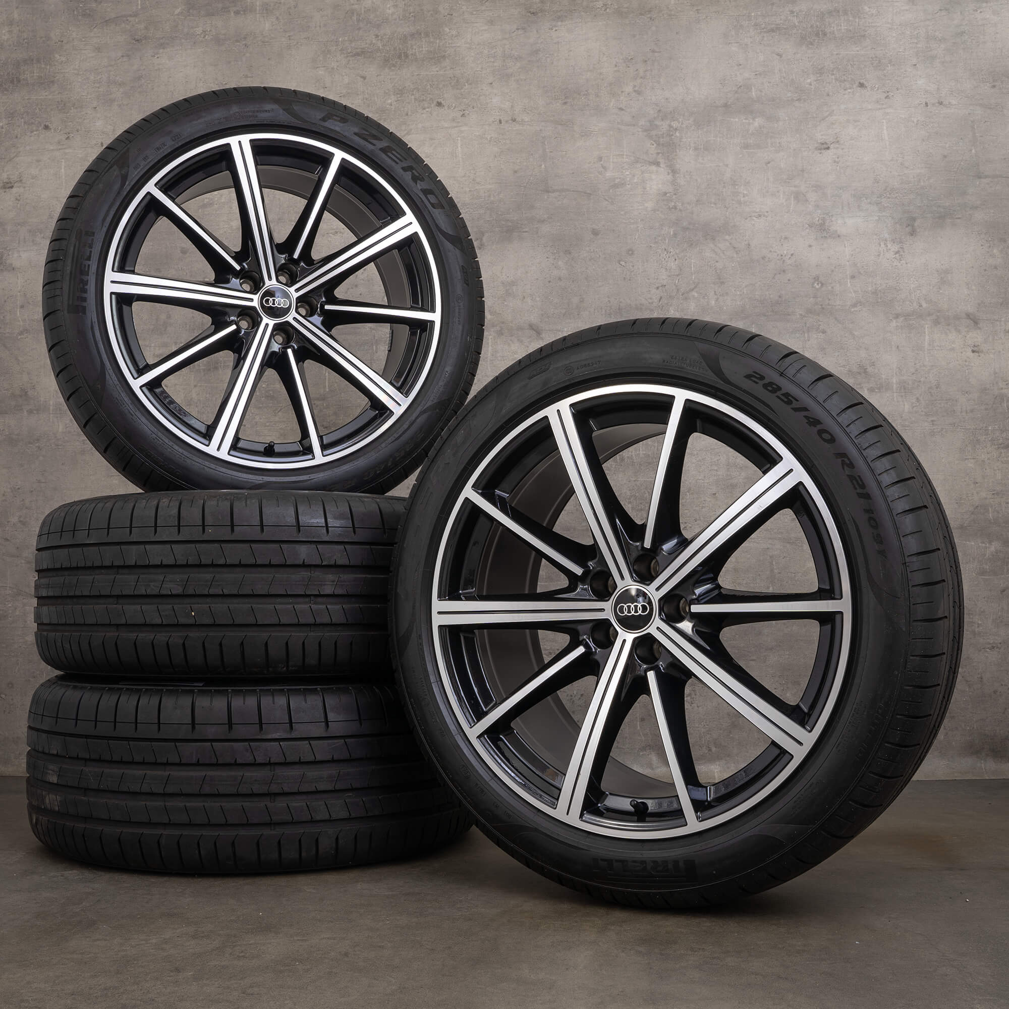 OEM Audi Q7 SQ7 4M 21 inch summer tires rims 4M0601025CC black