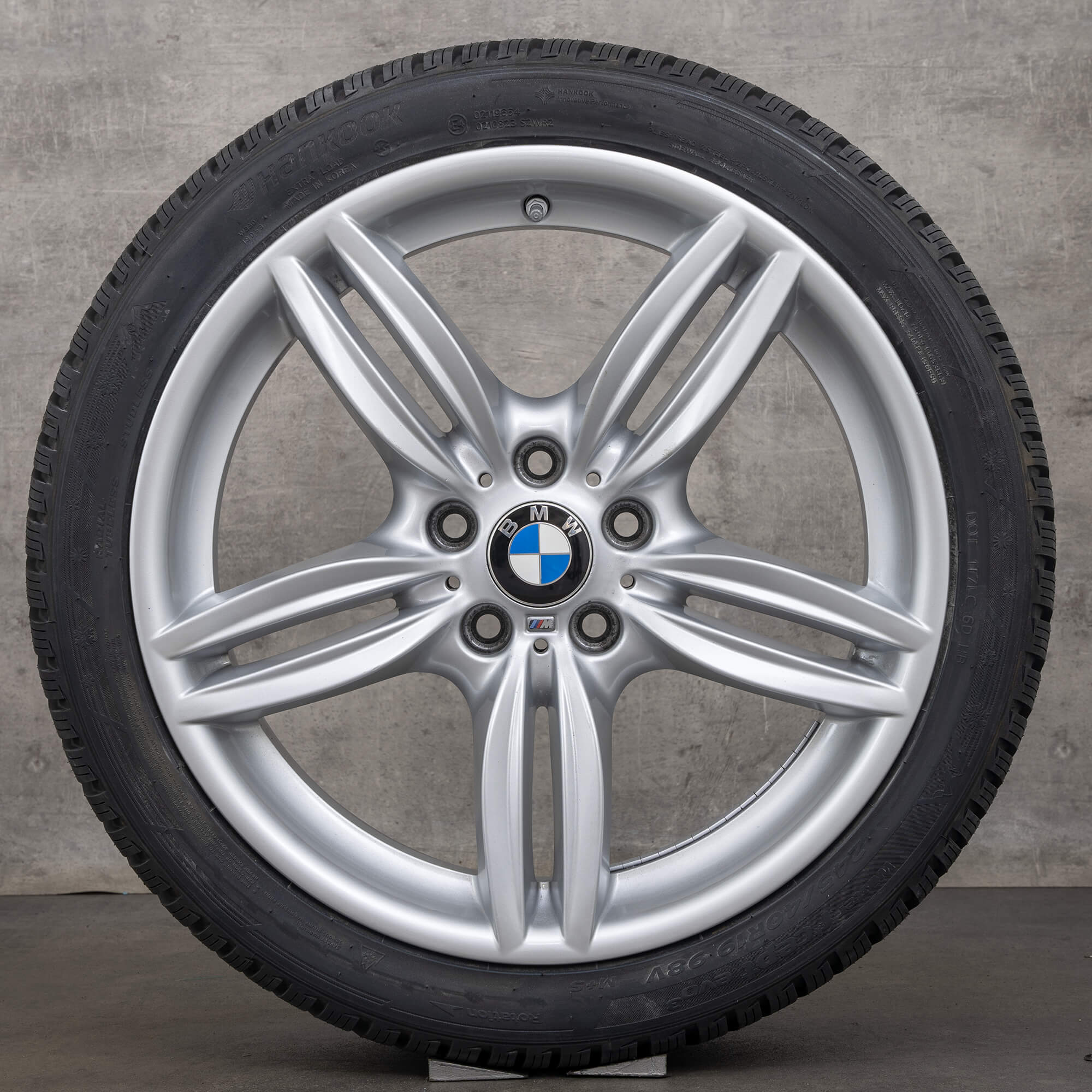 Originale BMW 5-serie felger 19 tommer F11 vinterdekk 351 M 7842652 sølv vinterhjul
