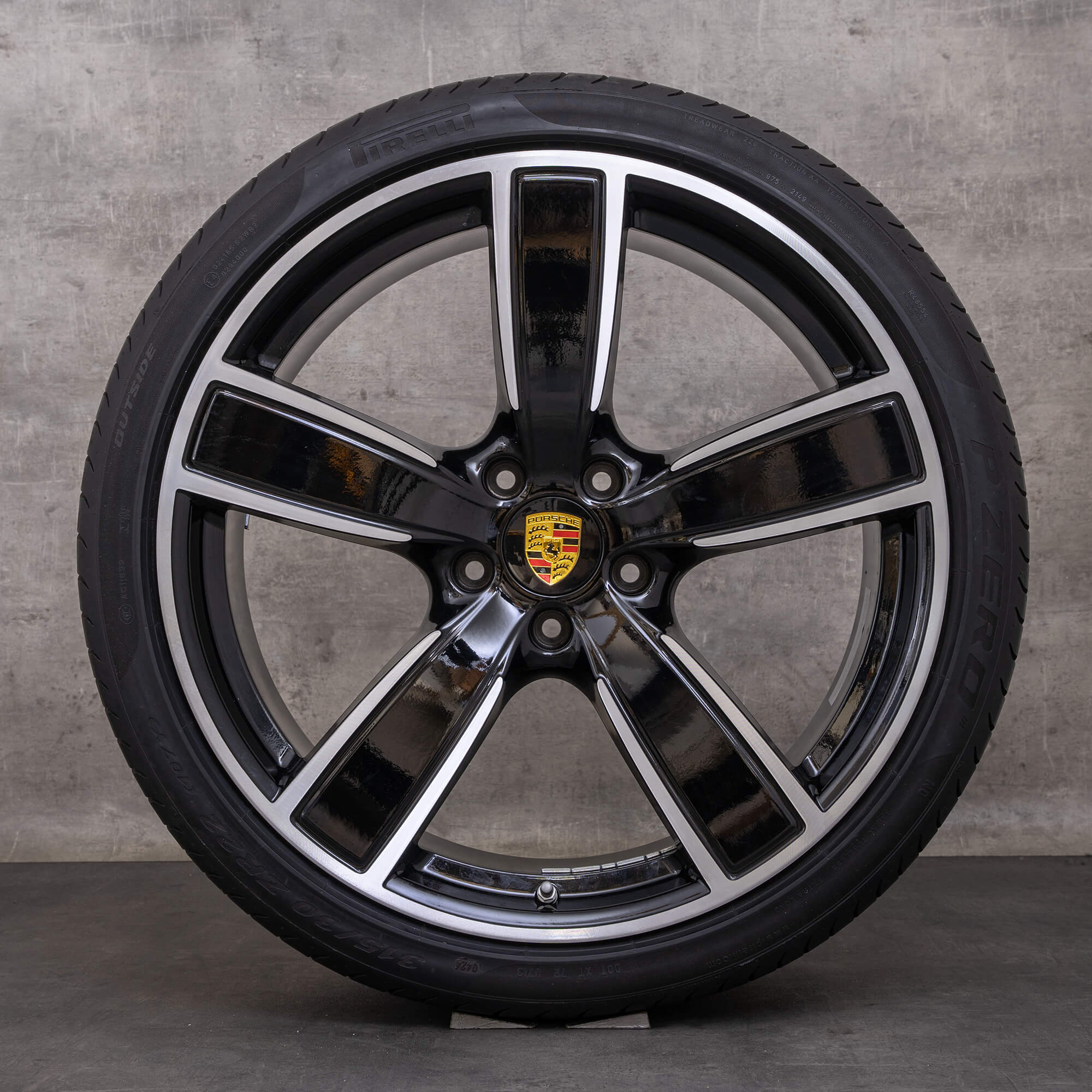 Oryginalne felgi Porsche Cayenne Coupe 9YA 22-calowe koła letnie 9Y0601025AP 9Y3601025T czarny jedwabisty mat