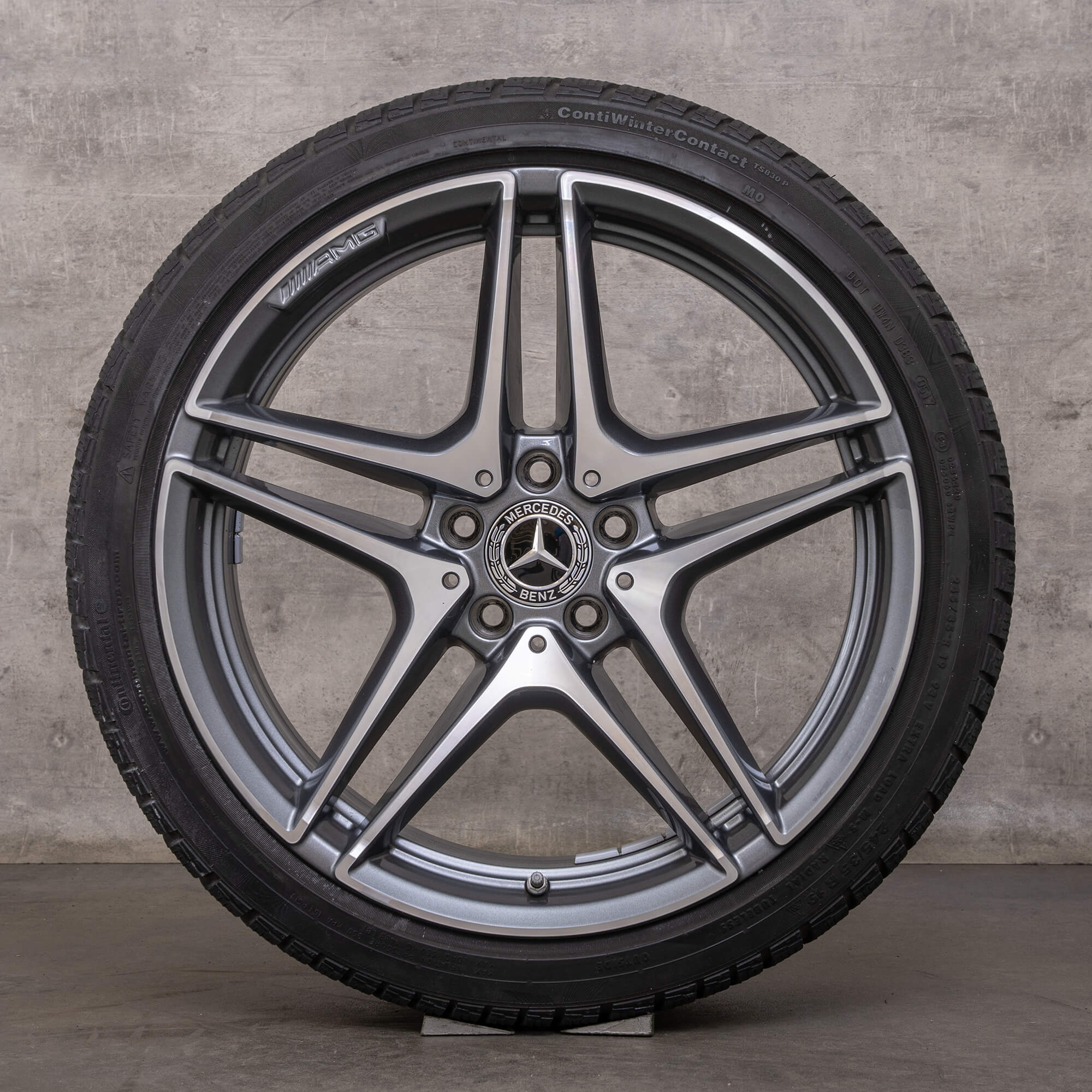 Jantes de inverno Mercedes Benz Classe C C63 & S AMG 19 polegadas W205 S205 jantes A2054011900 A2054012000 himalaia cinzento brilhante torneado