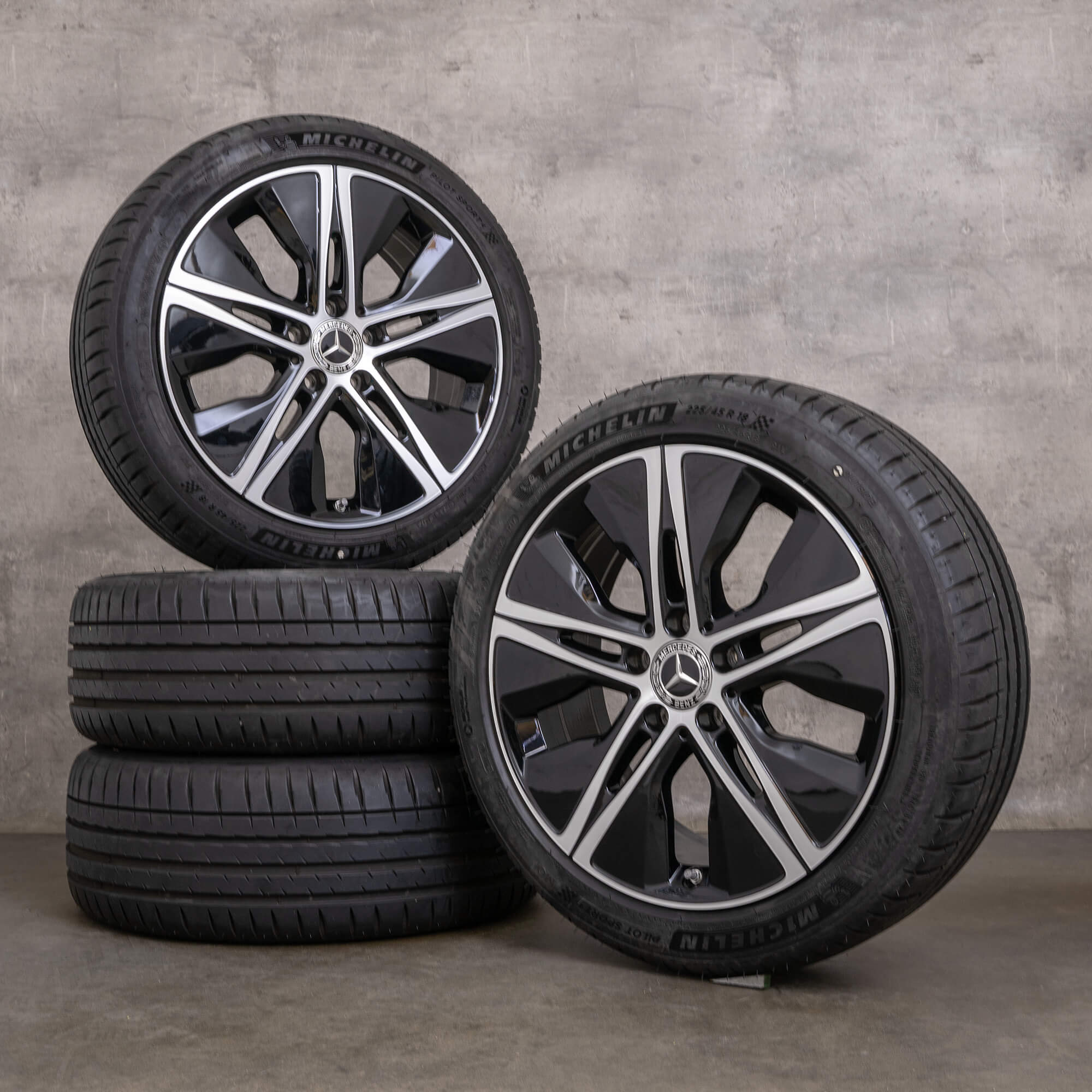 Orijinal Mercedes Benz A B Sınıfı CLA jantlar 18 inç W177 V177 W247 C118 X118 yaz jantları A1774010500 siyah parlak tornalanmış