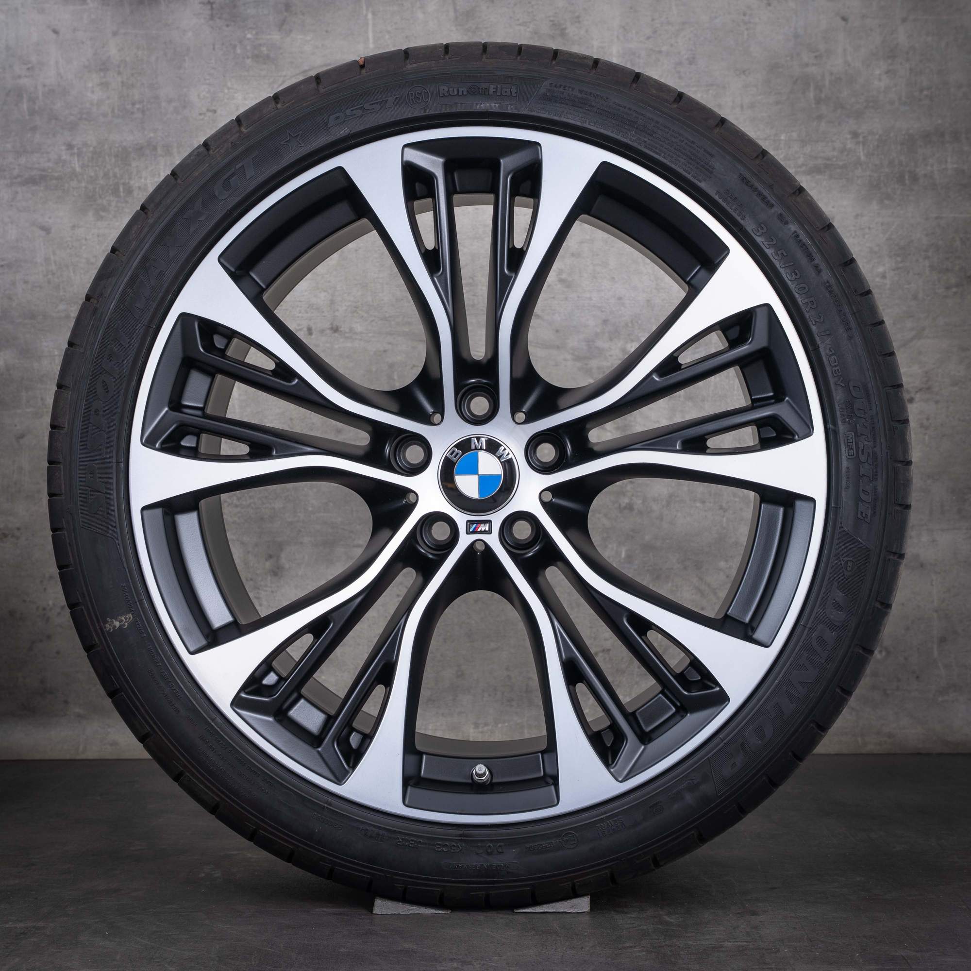 Original BMW X5 X6 Felgen 21 Zoll E70 F15 F16 Sommerräder Styling 599 M 6859423 6859424 schwarz matt glanzgedreht NEU