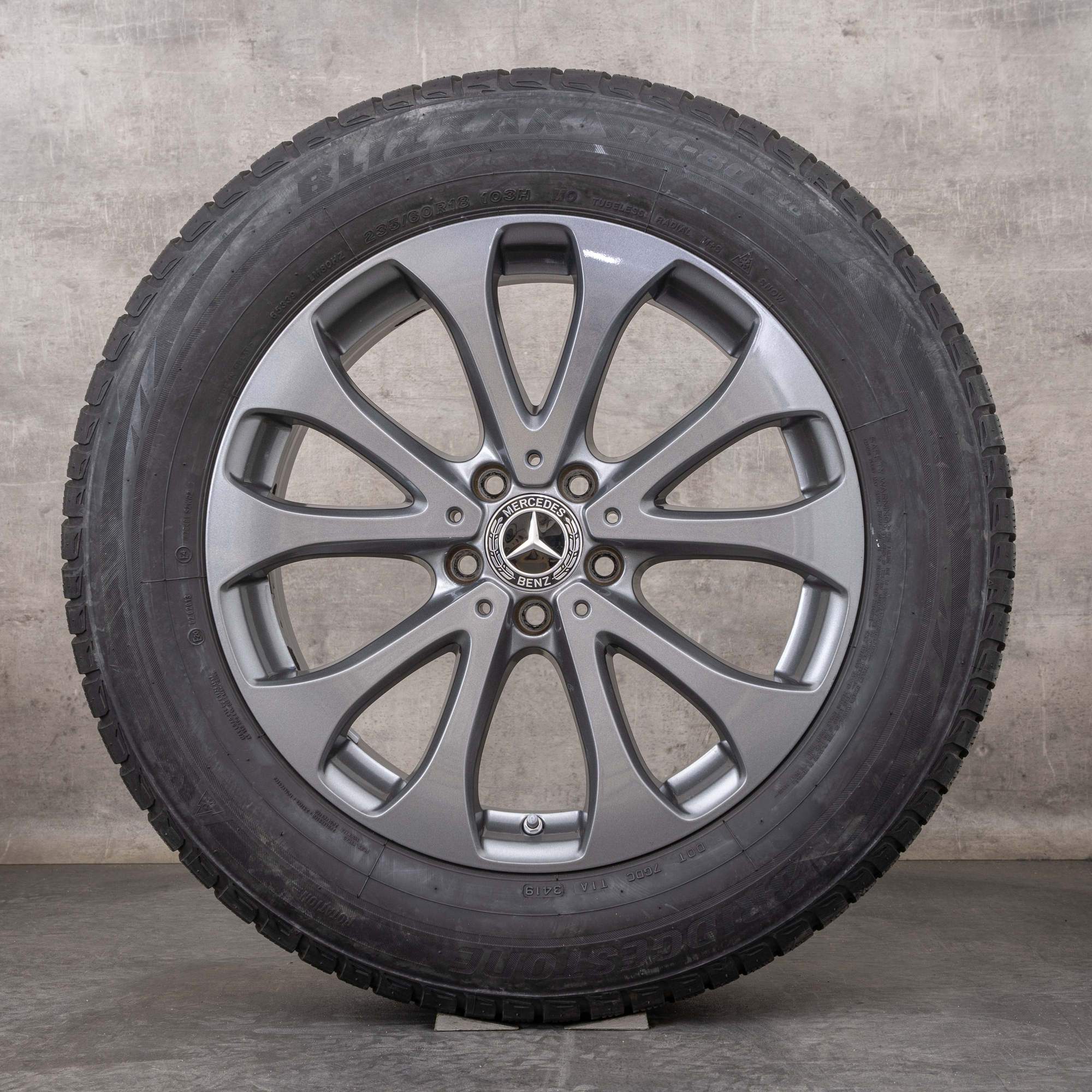 Oryginalne koła zimowe Mercedes Benz GLC 18 cali X253 C253 Felgi A2534011500 himalaya szary błyszczący